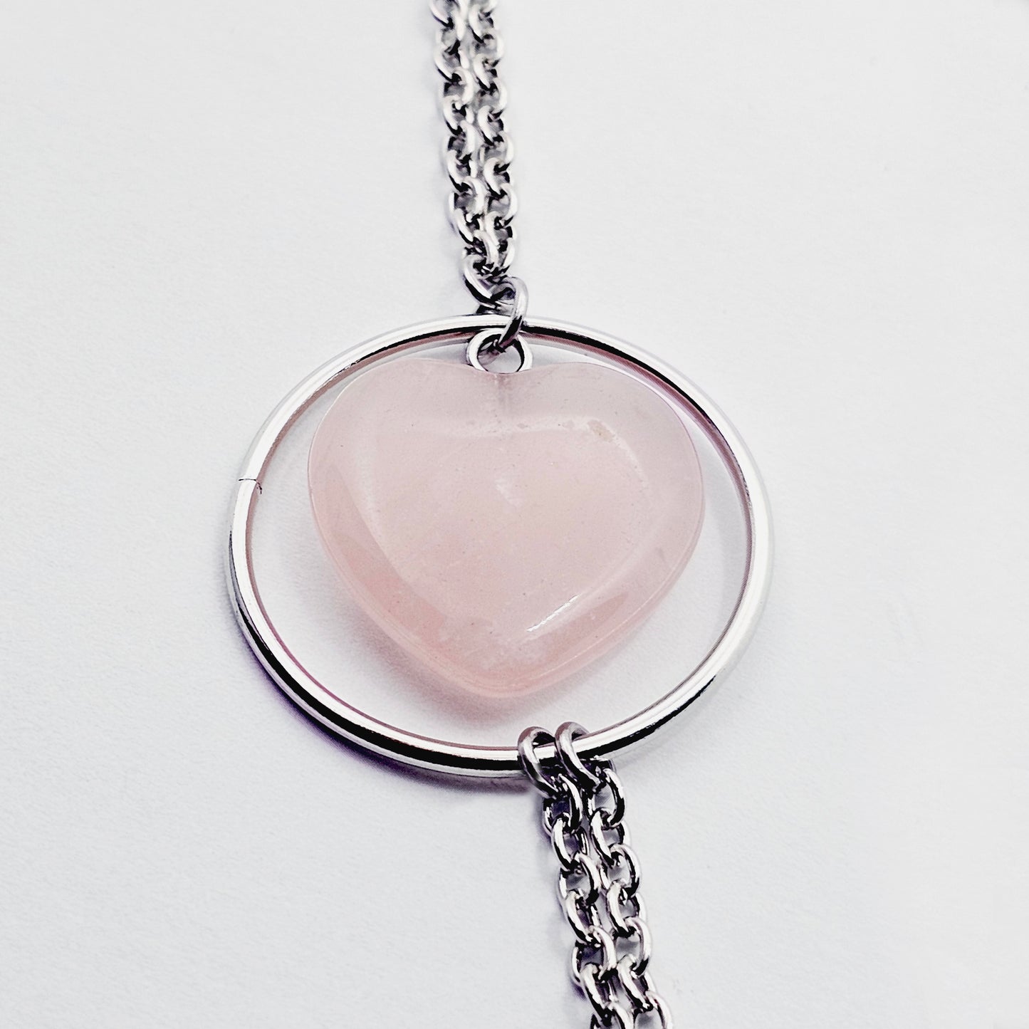 Necklace to Nipple with Real Crystal Heart, Circle of O. Non Piercing Nipple Nooses or Nipple Clamps.