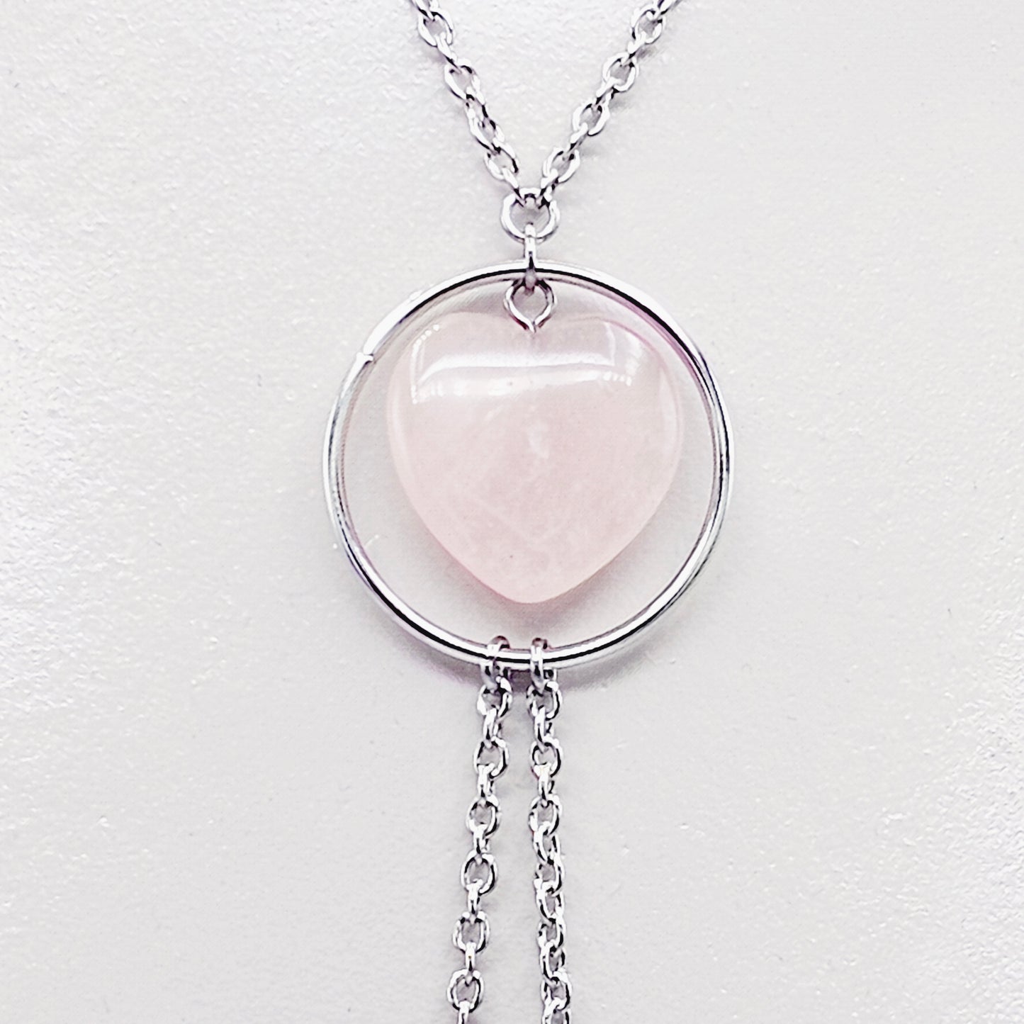 Necklace to Nipple with Real Crystal Heart, Circle of O. Non Piercing Nipple Nooses or Nipple Clamps.