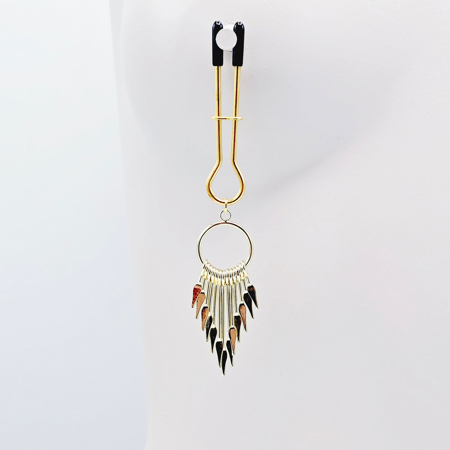 Straight Tweezer Nipple Clamps, Gold, with Dangles.