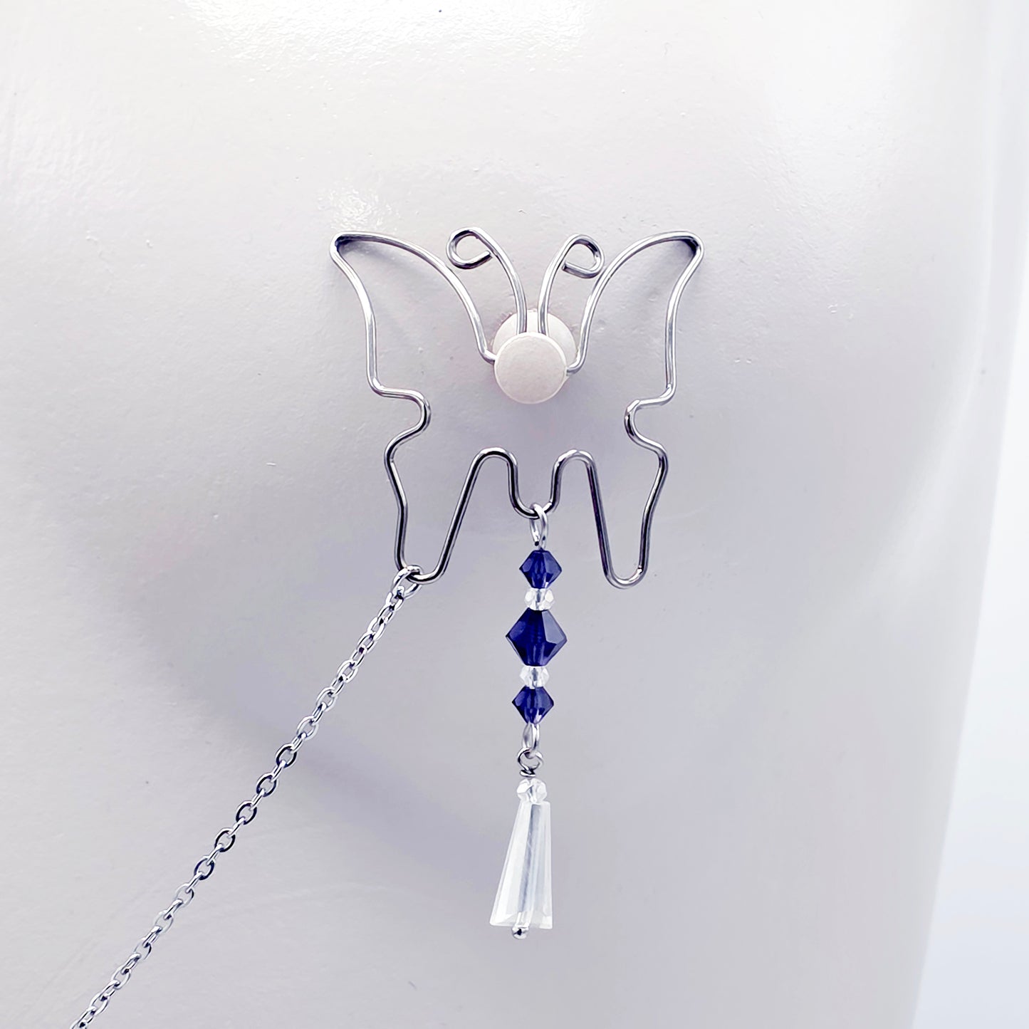 Stainless Steel Butterfly and Crystal Nipple Shields.