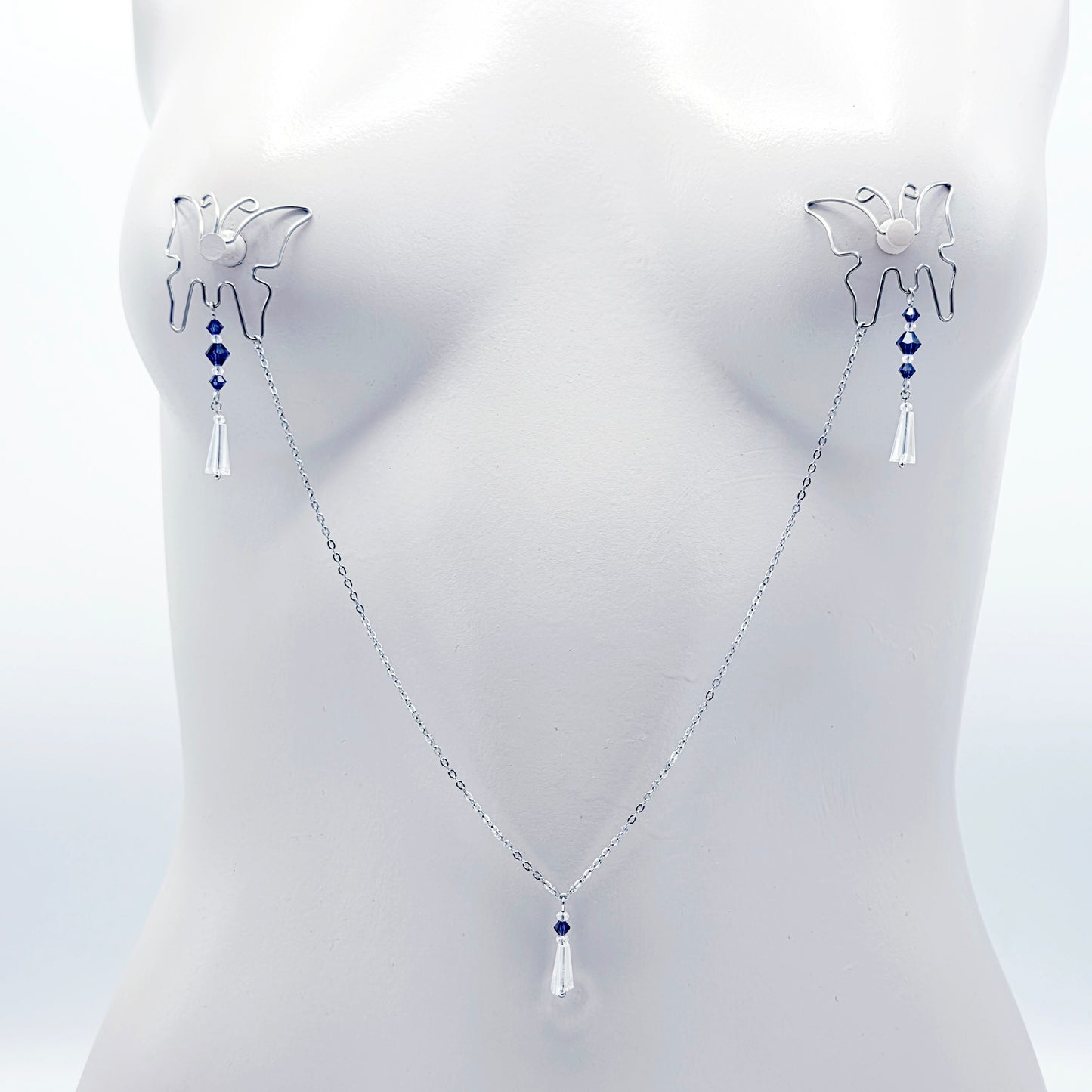 Stainless Steel Butterfly and Crystal Nipple Shields.