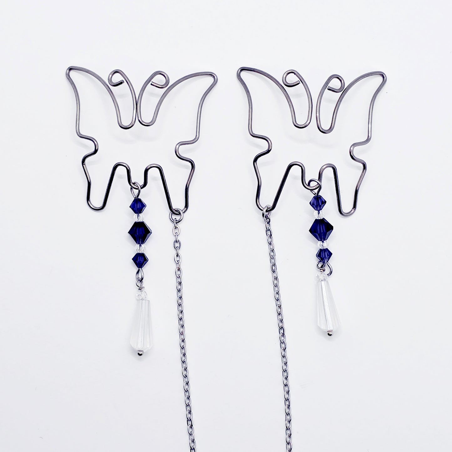 Stainless Steel Butterfly and Crystal Nipple Shields.