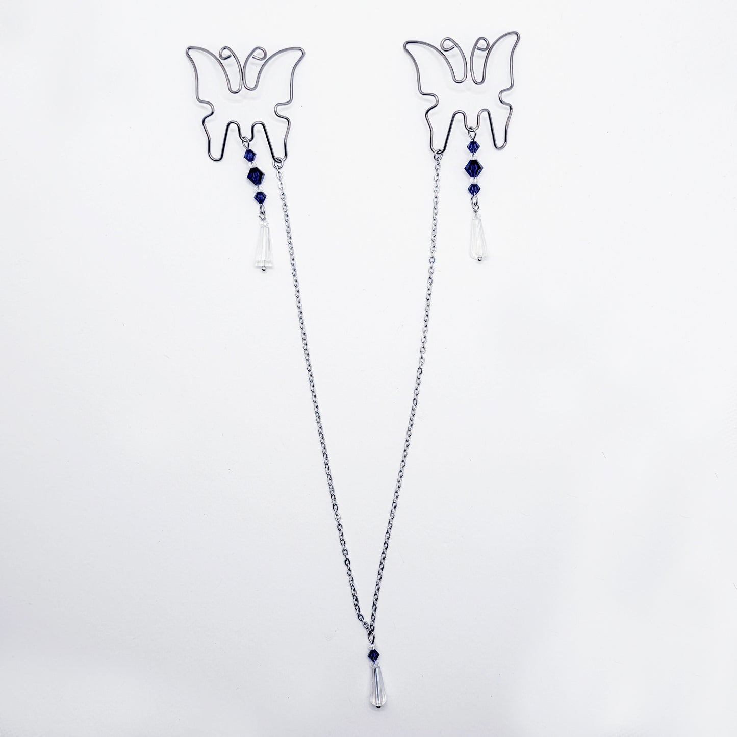 Stainless Steel Butterfly and Crystal Nipple Shields.