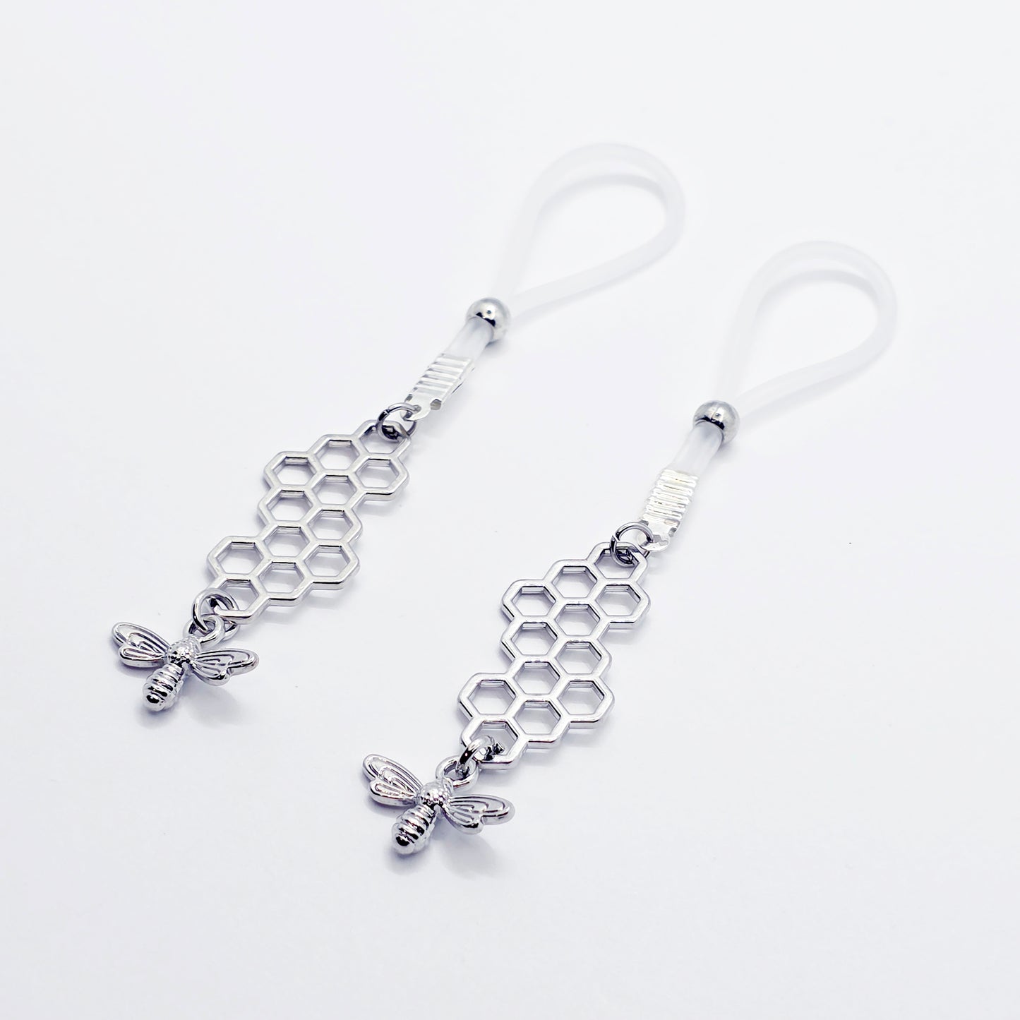 Bee Nipple Dangles on Nipple Nooses or your choice of Nipple Clamps. Non Piercing Nipple, BDSM
