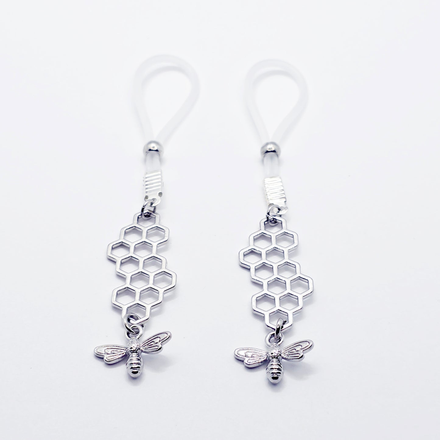 Bee Nipple Dangles on Nipple Nooses or your choice of Nipple Clamps. Non Piercing Nipple, BDSM
