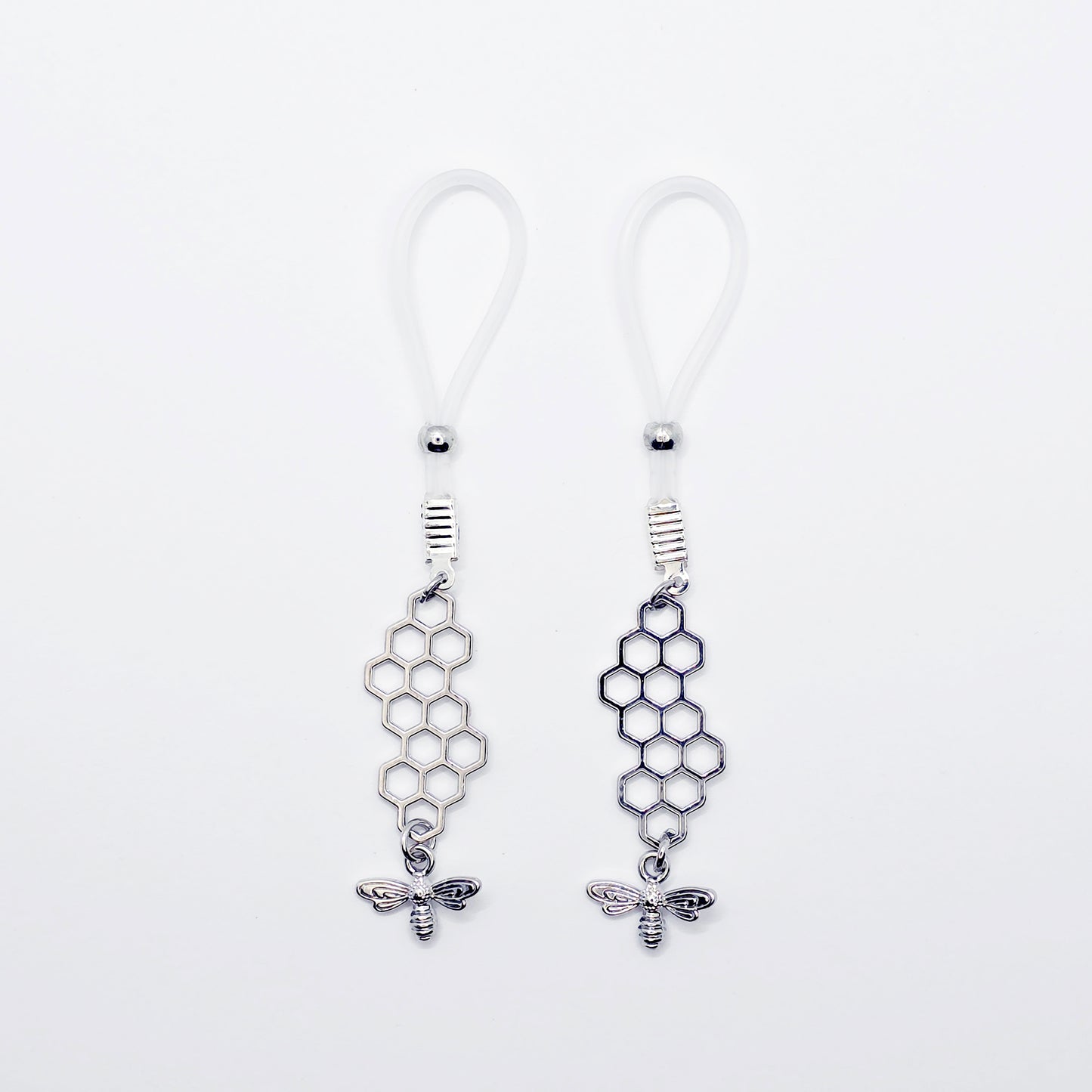 Bee Nipple Dangles on Nipple Nooses or your choice of Nipple Clamps. Non Piercing Nipple, BDSM