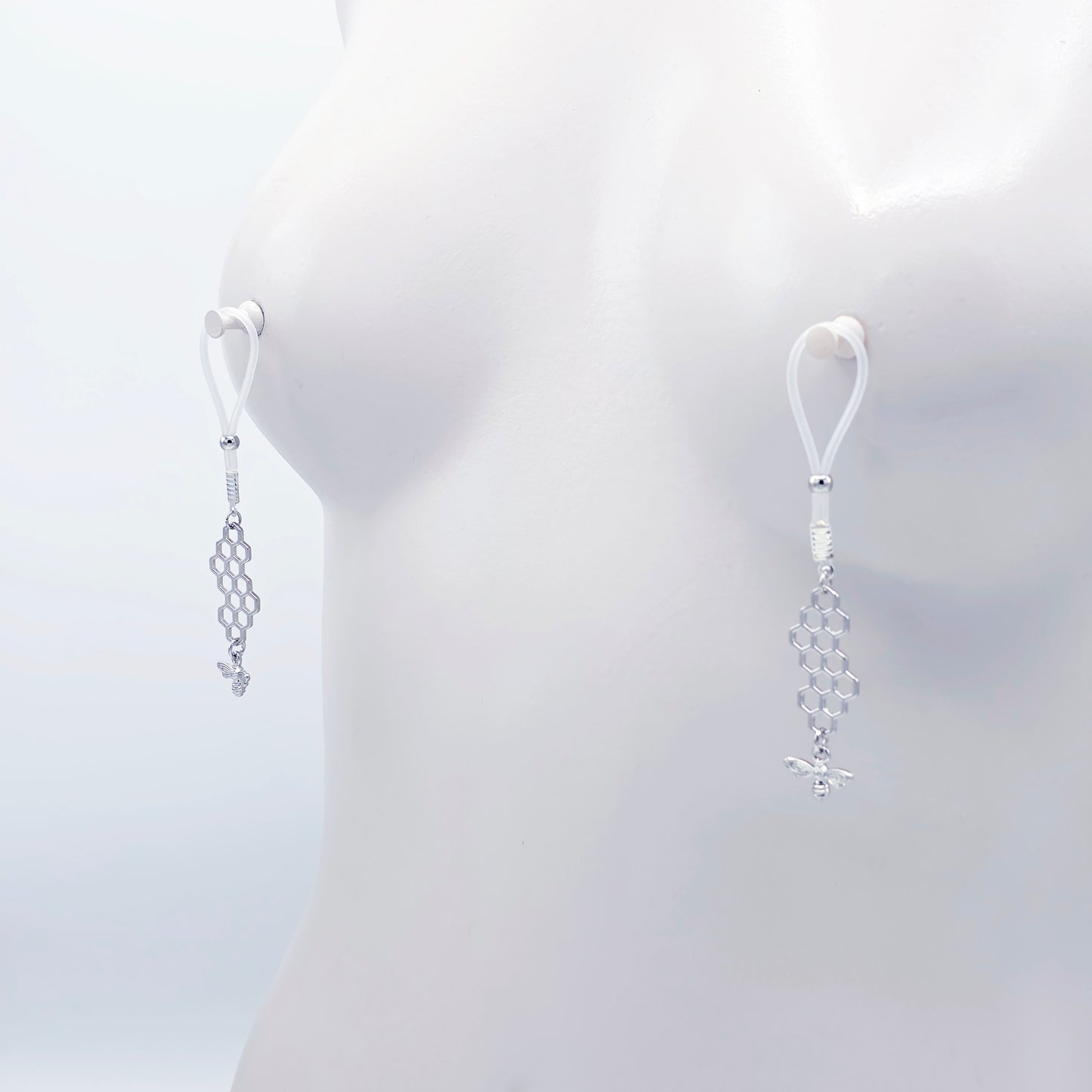 Bee Nipple Dangles on Nipple Nooses or your choice of Nipple Clamps. Non Piercing Nipple, BDSM