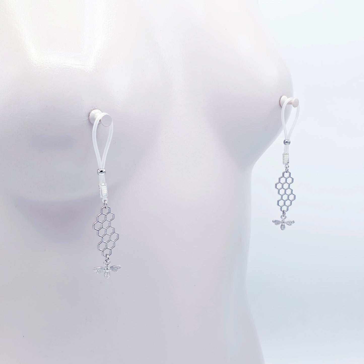 Bee Nipple Dangles on Nipple Nooses or your choice of Nipple Clamps. Non Piercing Nipple, BDSM