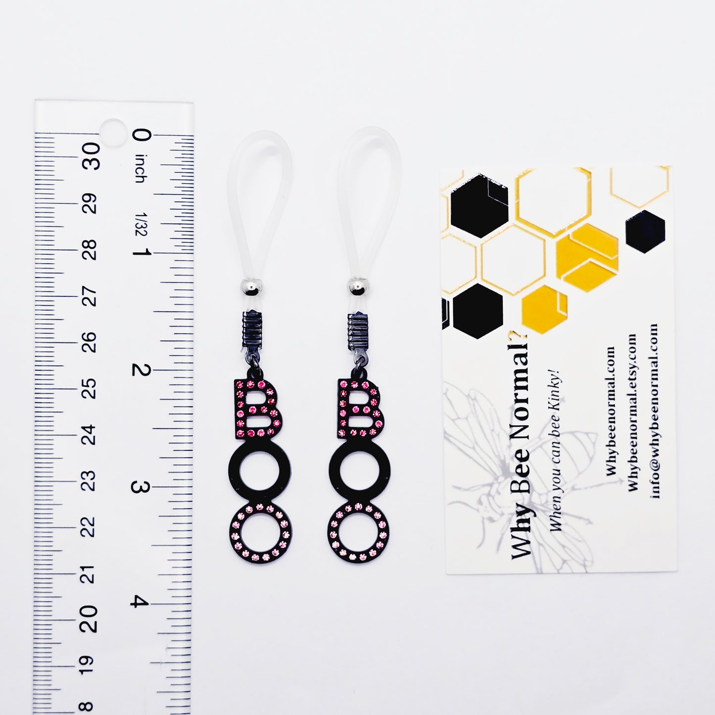 BOO Nipple Nooses for Halloween and Beyond. Pink and Black Pendants on Non-Piercing Nipple Nooses or Your Choice of Nipple Clamps.