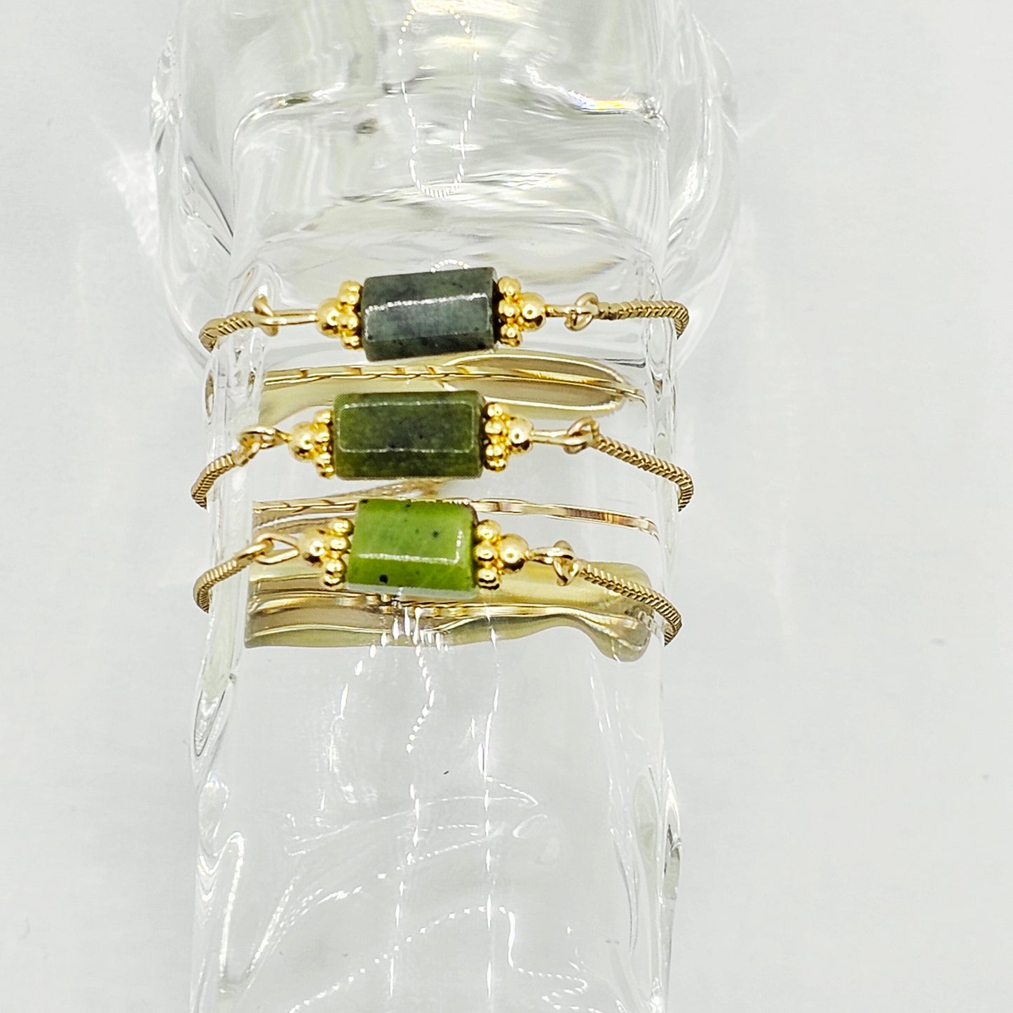 Gold Penis Noose with Jade and 18K Gold Roller. Non Piercing Genital Jewelry for Men. Adjustable Cock Ring Penis Chain.