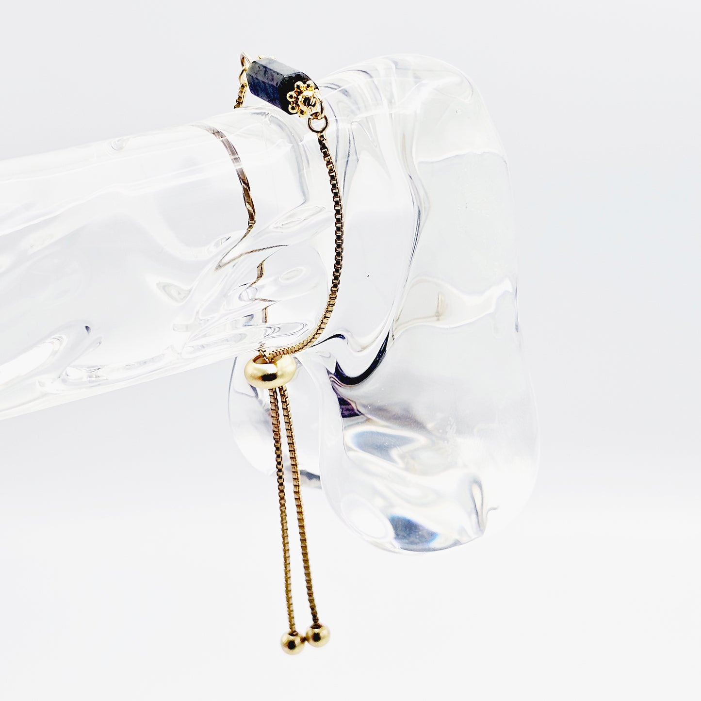 Gold Penis Noose with Jade and 18K Gold Roller. Non Piercing Genital Jewelry for Men. Adjustable Cock Ring Penis Chain.