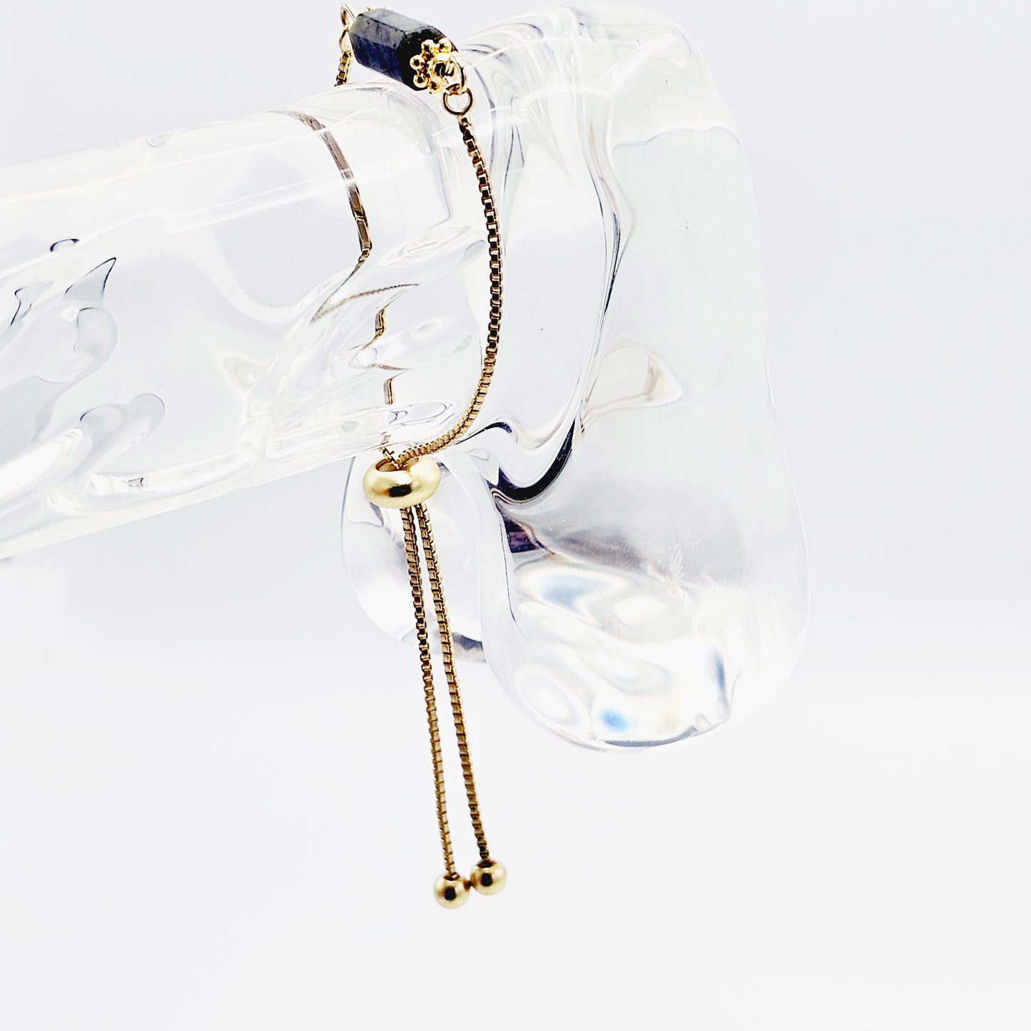 Gold Penis Noose with Jade and 18K Gold Roller. Non Piercing Genital Jewelry for Men. Adjustable Cock Ring Penis Chain.