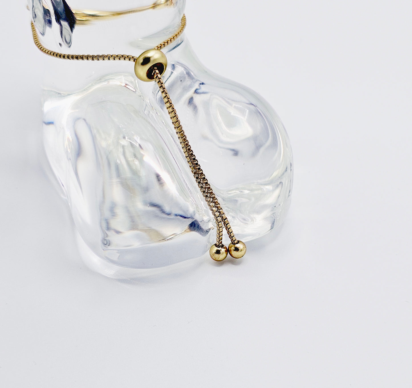 Gold Penis Noose with Jade and 18K Gold Roller. Non Piercing Genital Jewelry for Men. Adjustable Cock Ring Penis Chain.