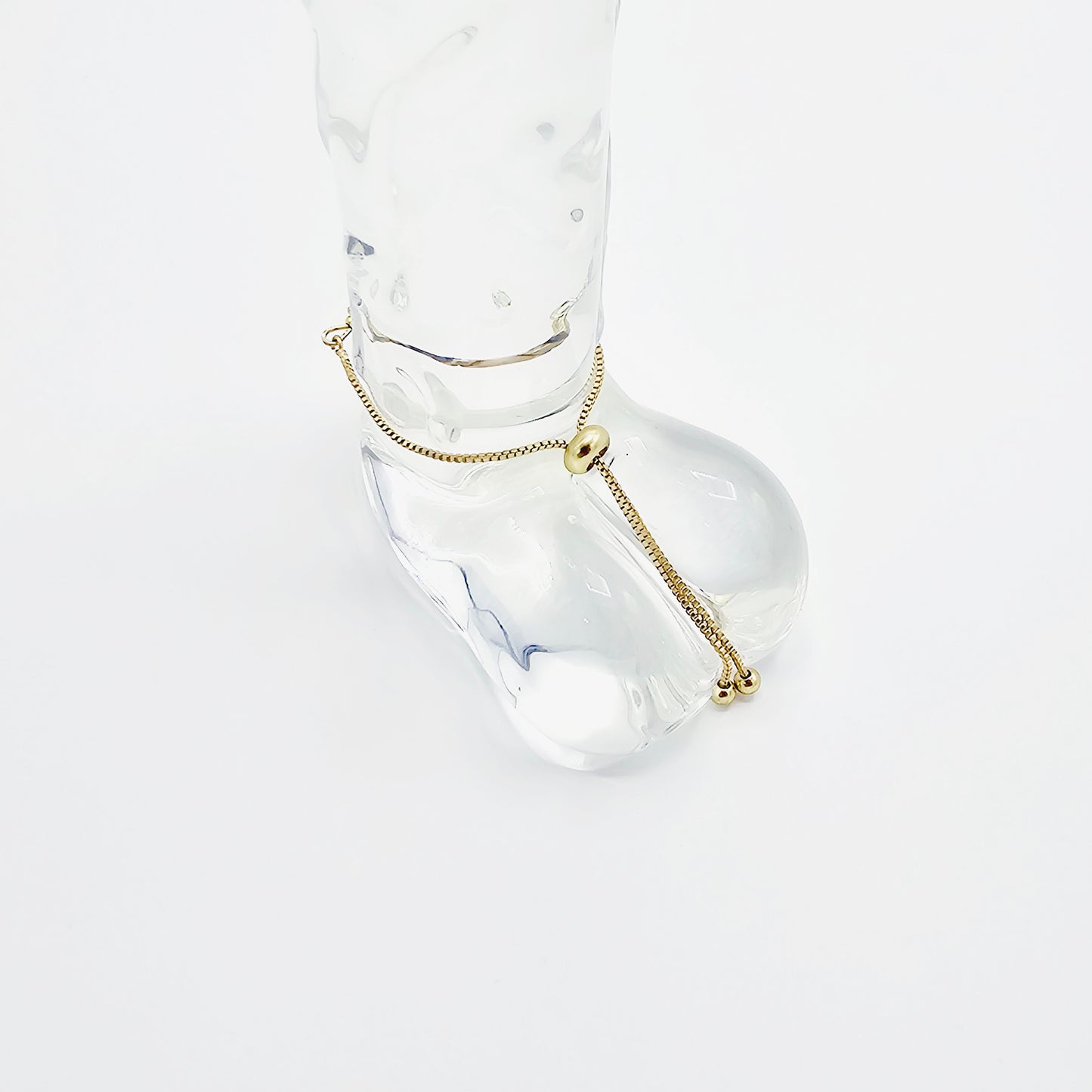 Gold Penis Noose with Jade and 18K Gold Roller. Non Piercing Genital Jewelry for Men. Adjustable Cock Ring Penis Chain.