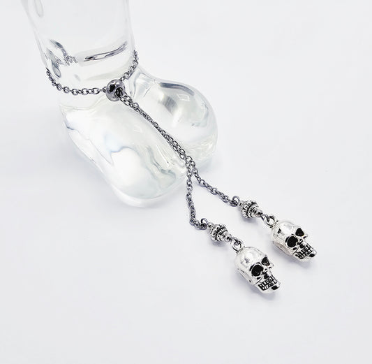Chain Penis Noose with Skulls. Adjustable Cock Bracelet, Non Piercing Penis Jewelry for Men.
