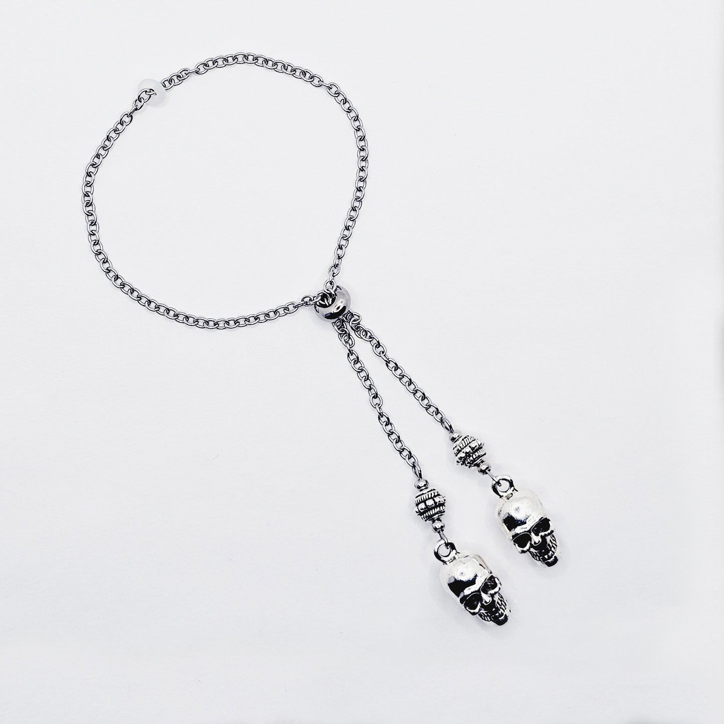 Chain Penis Noose with Skulls. Adjustable Cock Bracelet, Non Piercing Penis Jewelry for Men.