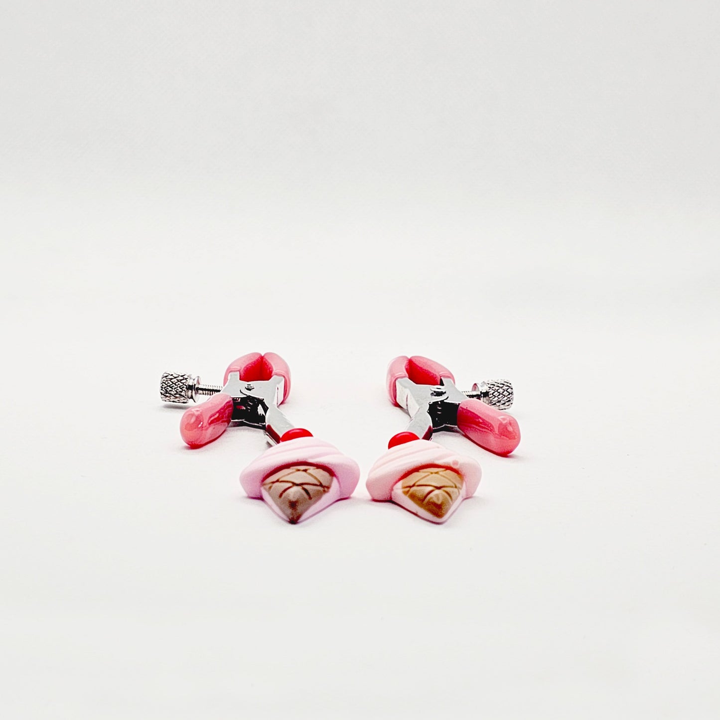 DDLG Nipple Clamps. Pink Ice Cream Cone Adjustable Clamps
