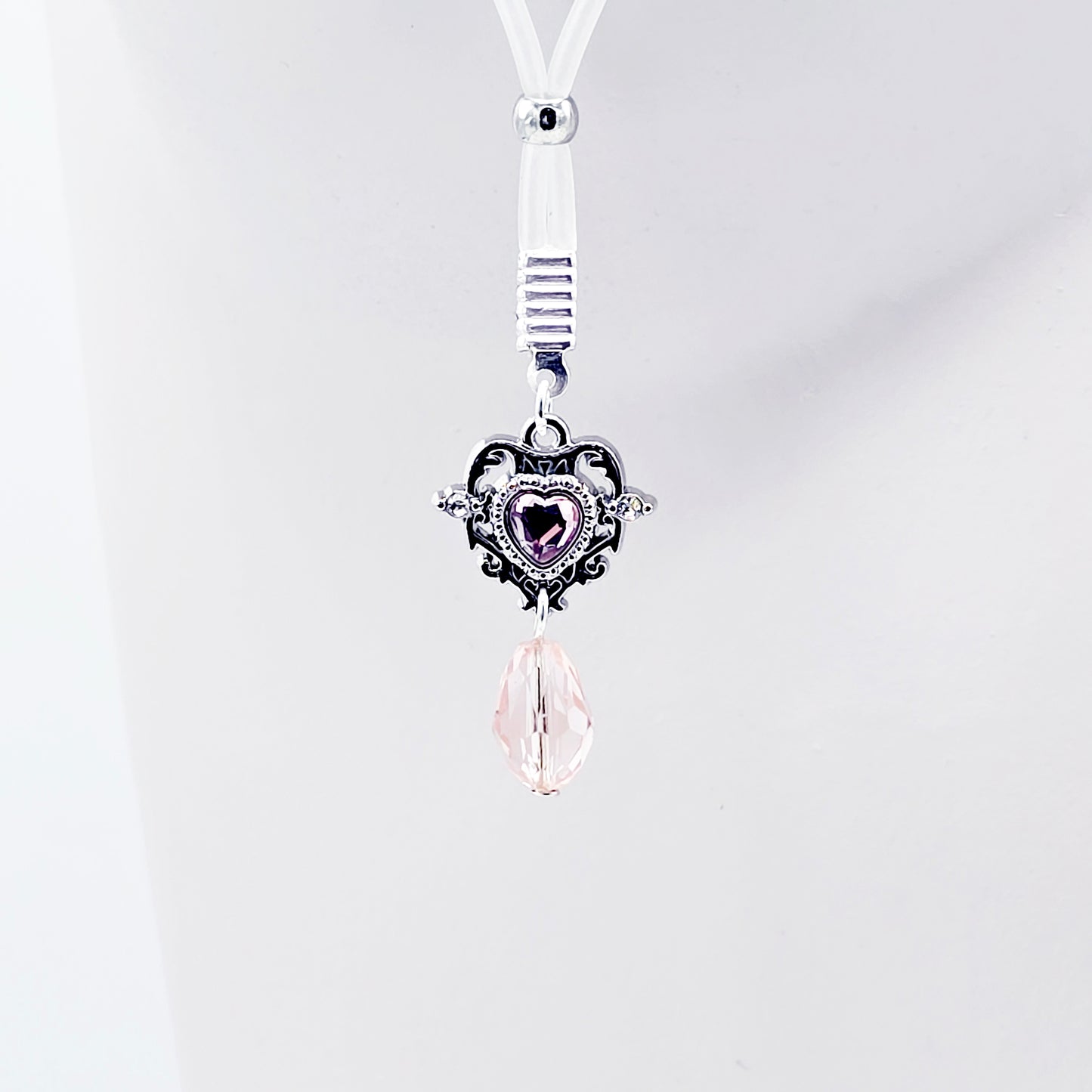 Pair of Fake Nipple Piercings with Pink Gem Heart | Nipple Nooses For Daily Wear | Or Your Choice of Nipple Clamps | MATURE Nipple Jewelry