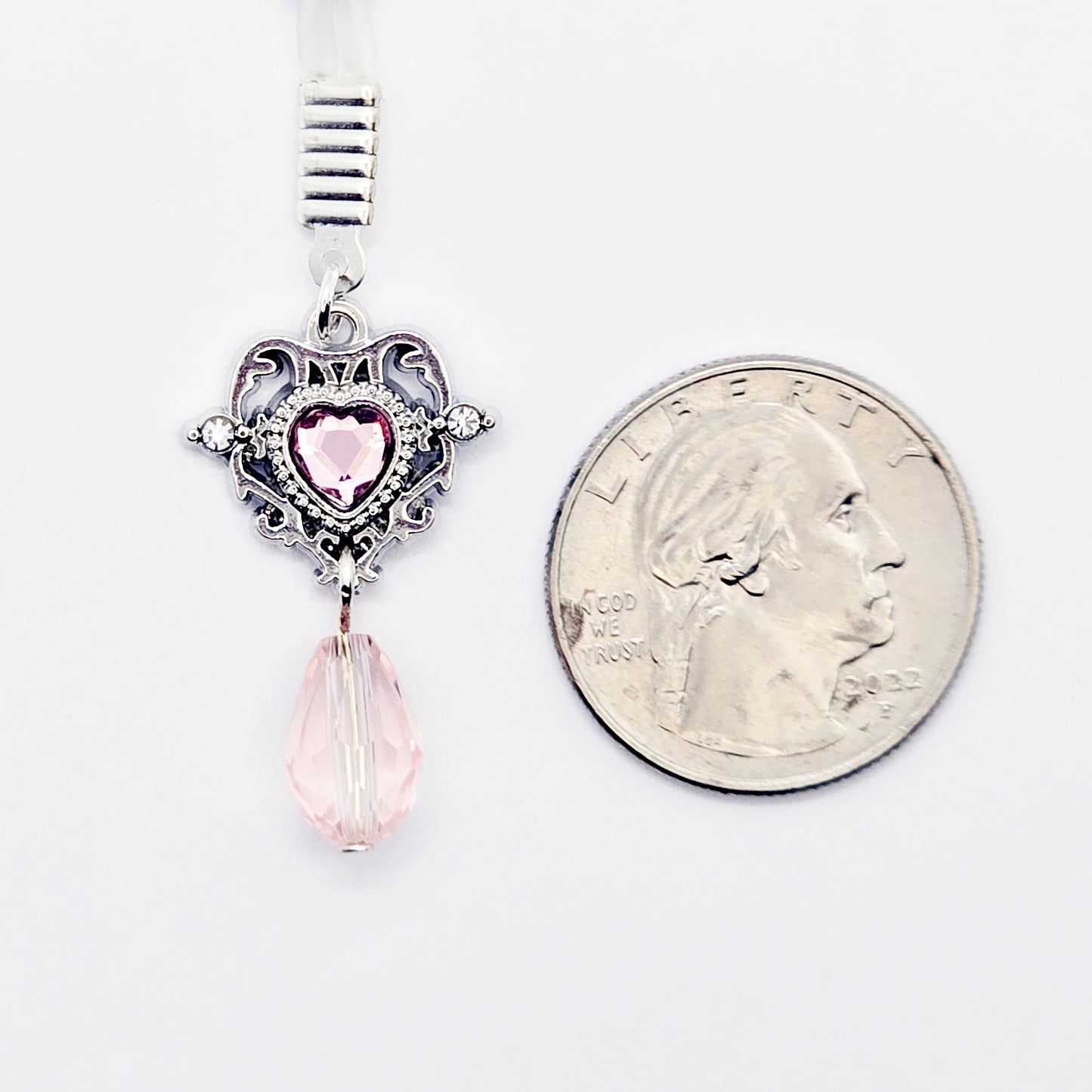 Pair of Fake Nipple Piercings with Pink Gem Heart | Nipple Nooses For Daily Wear | Or Your Choice of Nipple Clamps | MATURE Nipple Jewelry
