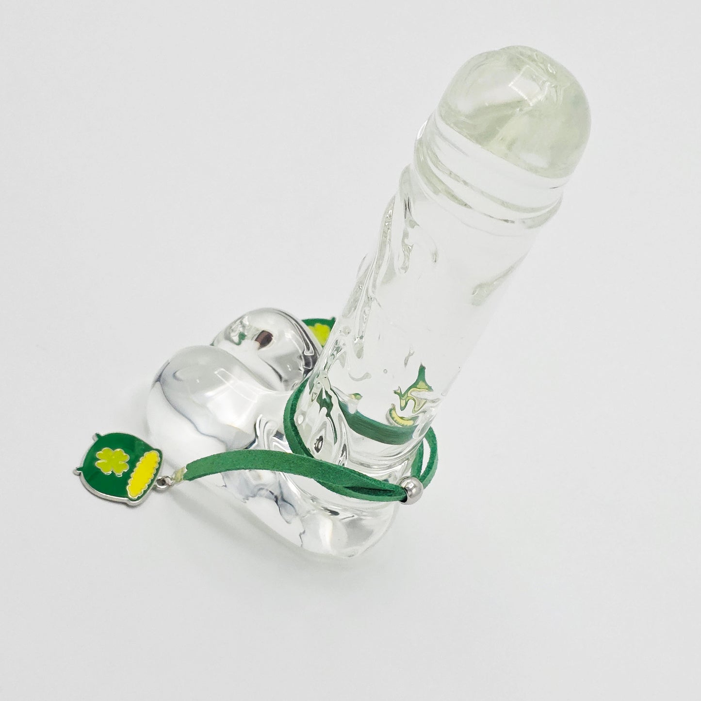 Pot O' Gold Penis Noose. Green Adjustable Cock Bracelet with Shamrock Pots of Gold Pendants.