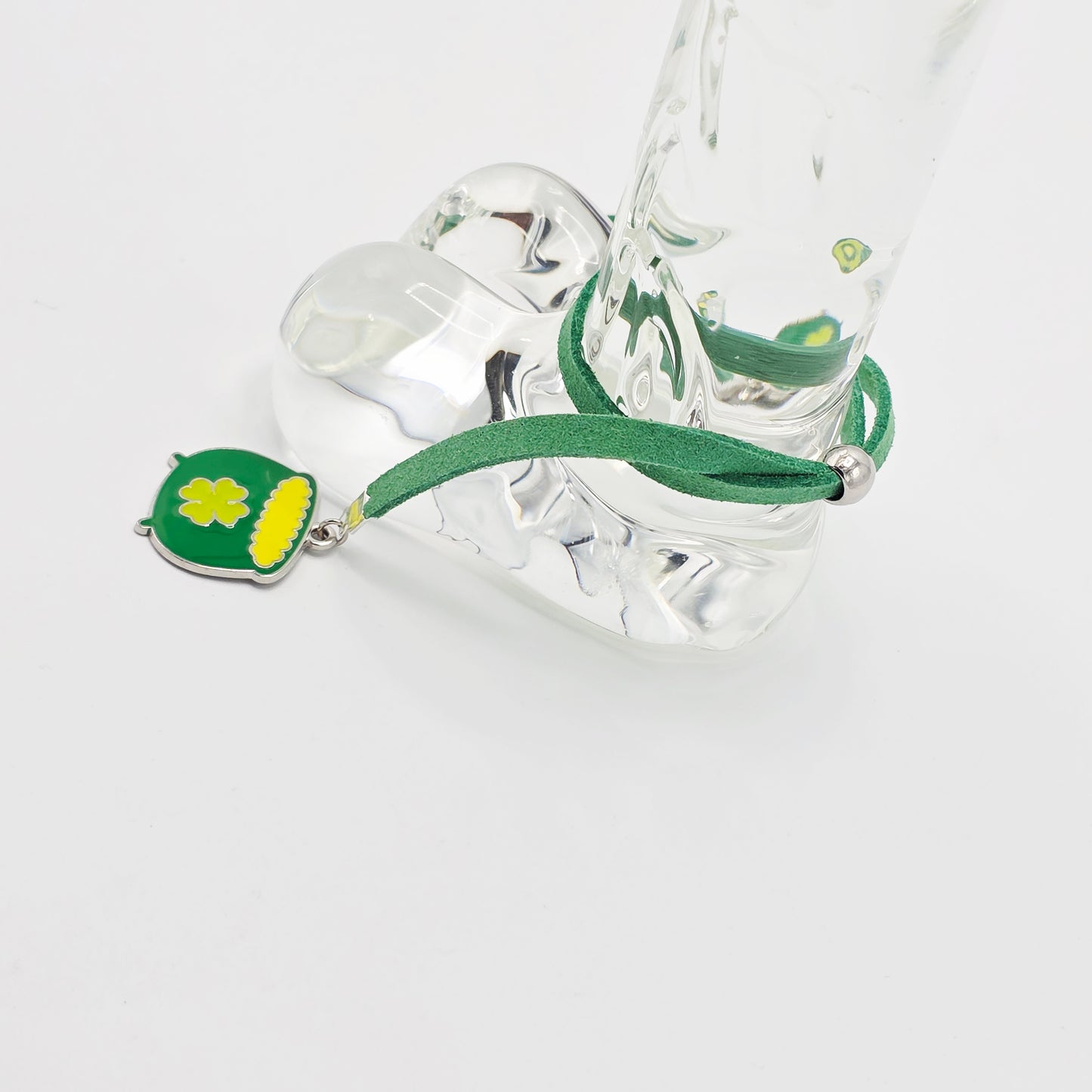 Pot O' Gold Penis Noose. Green Adjustable Cock Bracelet with Shamrock Pots of Gold Pendants.