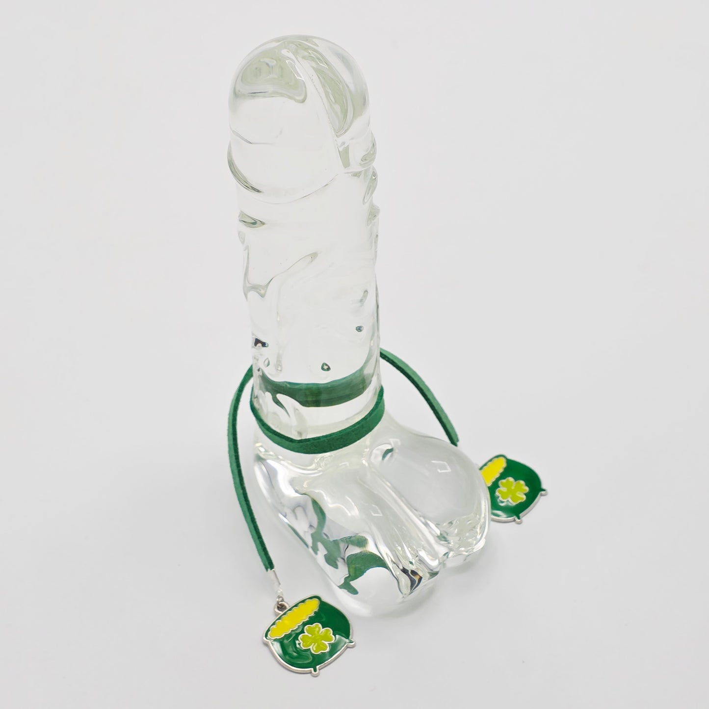 Pot O' Gold Penis Noose. Green Adjustable Cock Bracelet with Shamrock Pots of Gold Pendants.