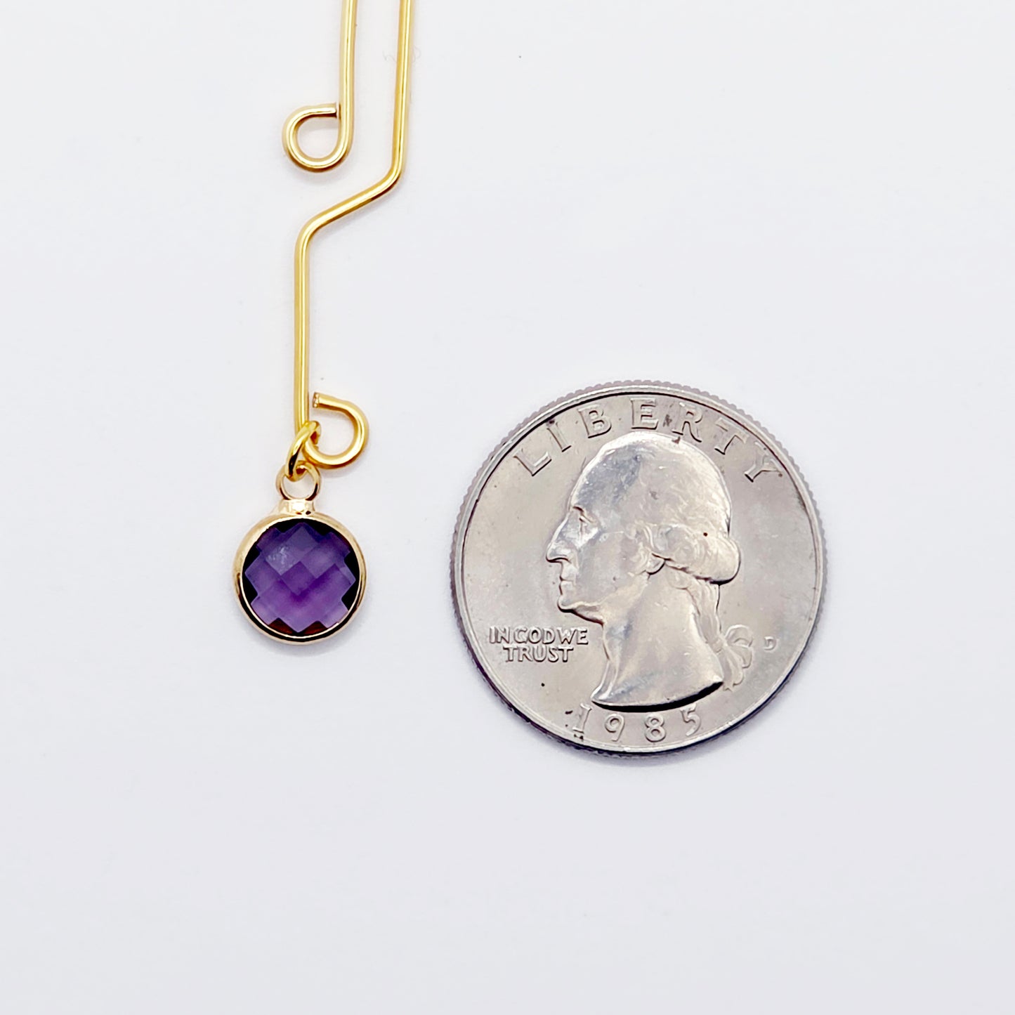 Labia Clip with Purple Crystal. Gold