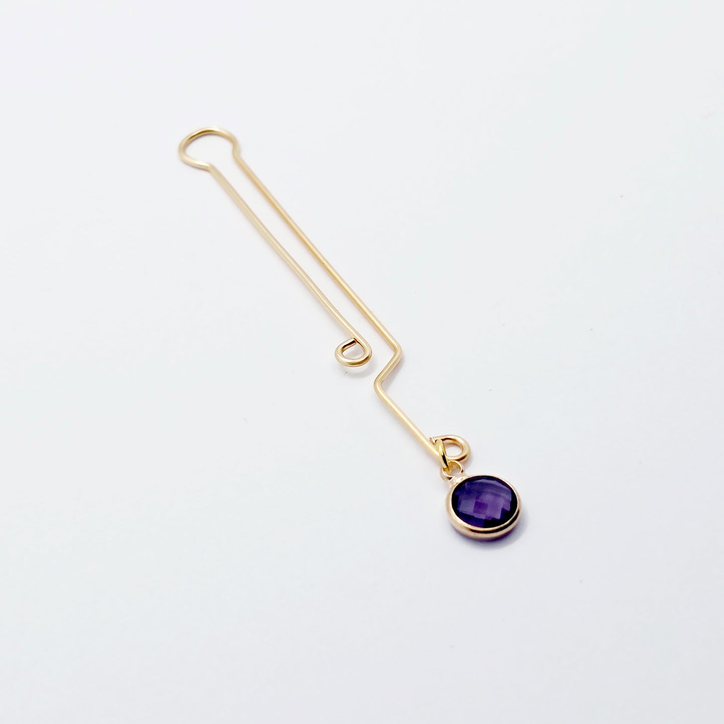 Labia Clip with Purple Crystal. Gold