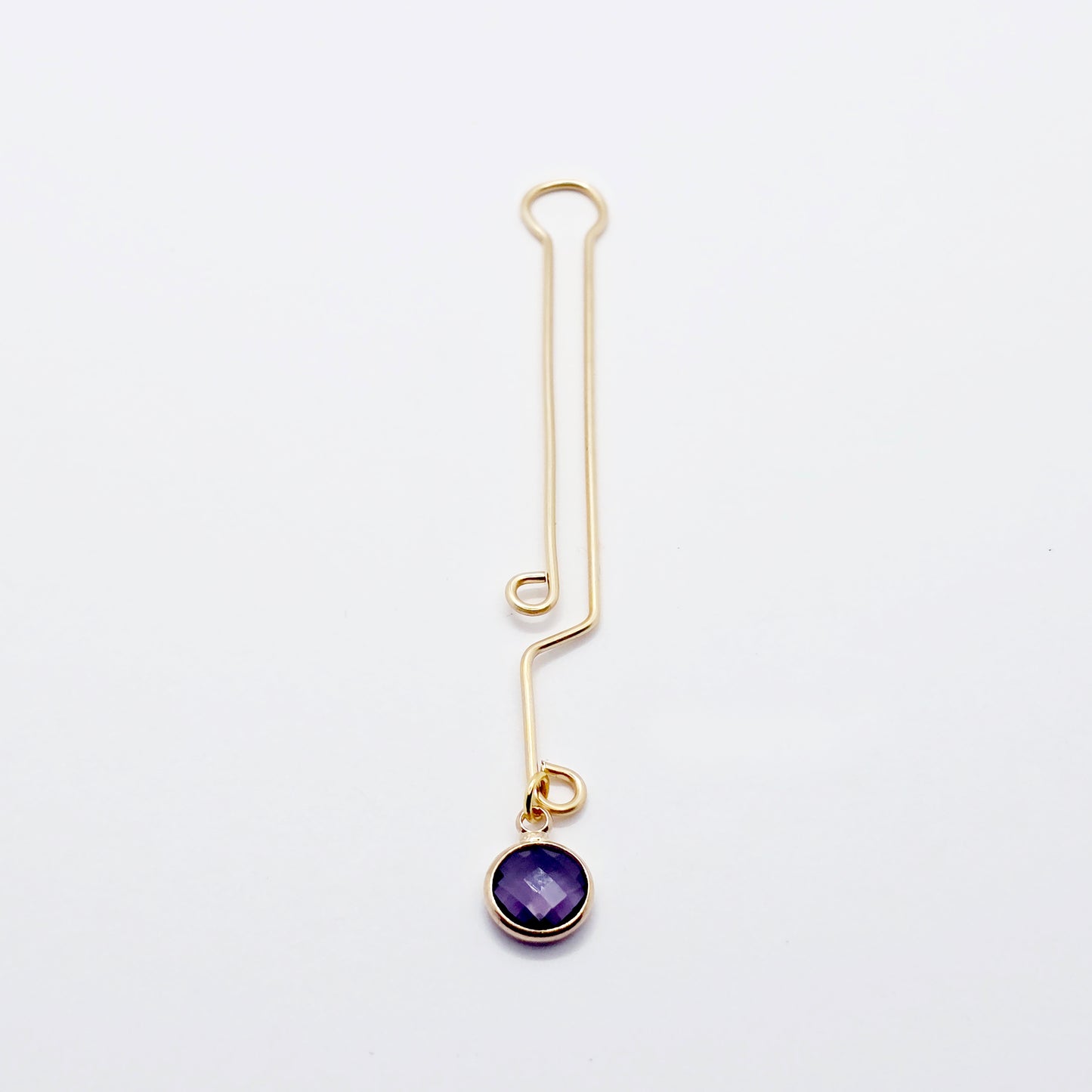Labia Clip with Purple Crystal. Gold