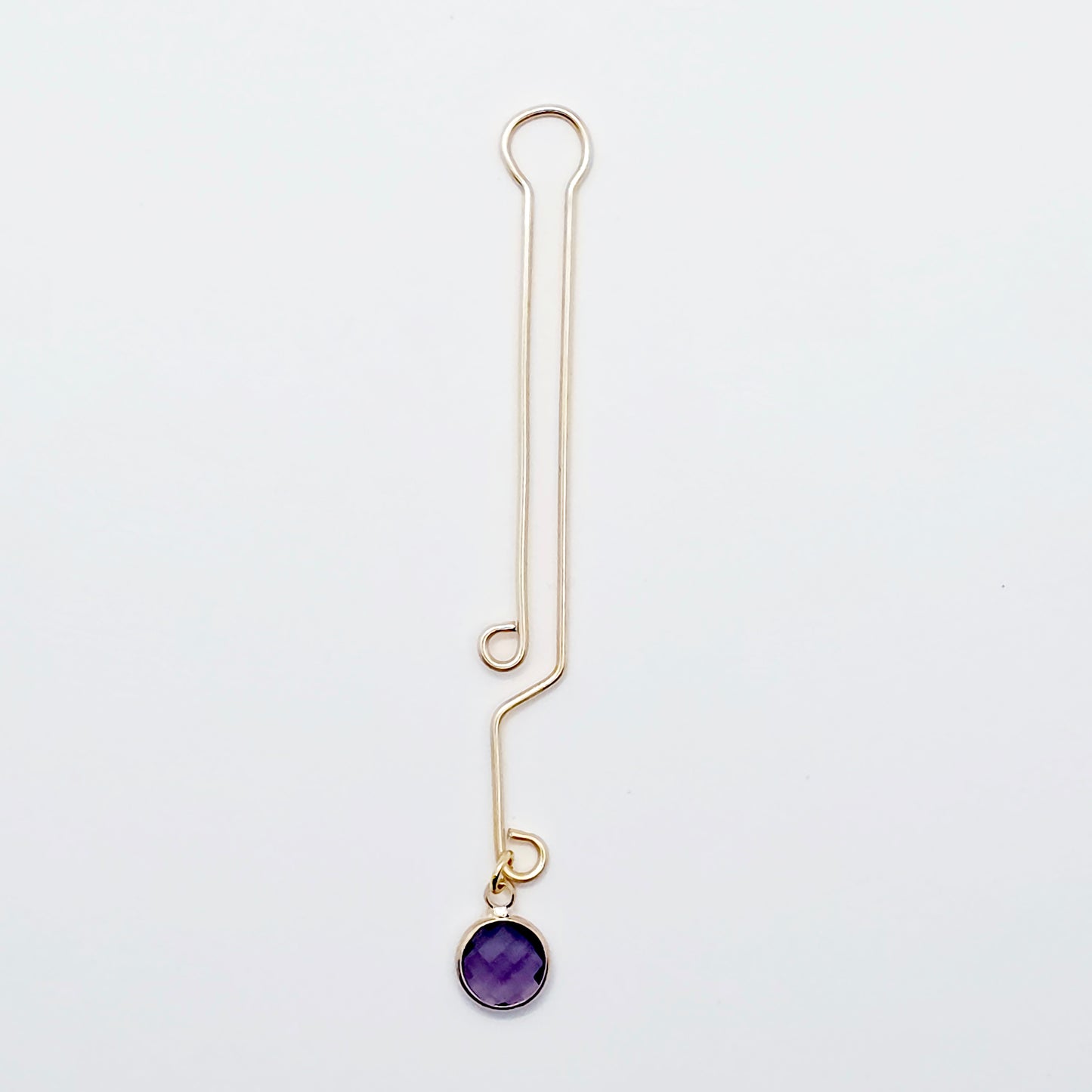 Labia Clip with Purple Crystal. Gold
