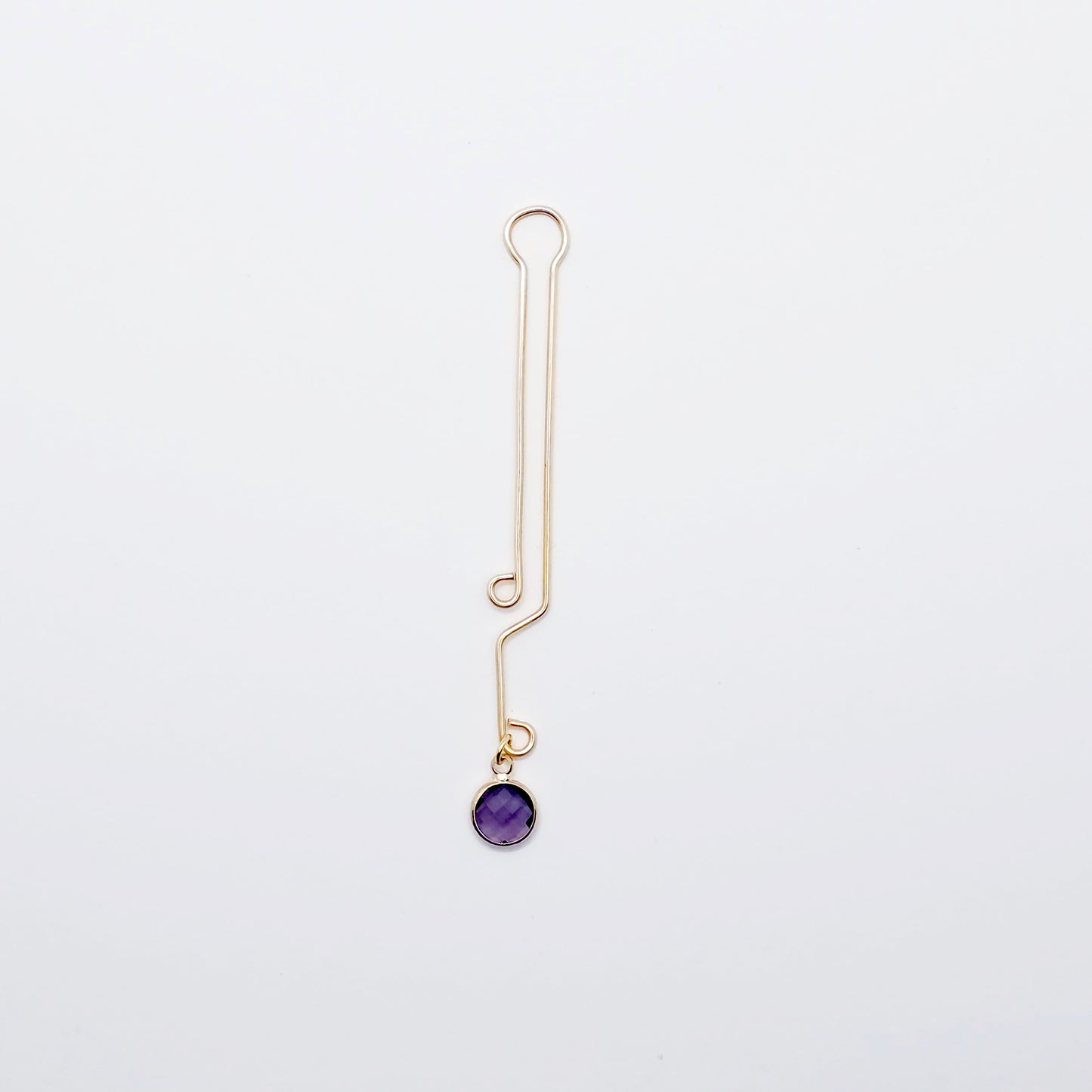 Labia Clip with Purple Crystal. Gold