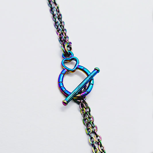 Rainbow Stainless Steel, with Removeable Nipple Chains