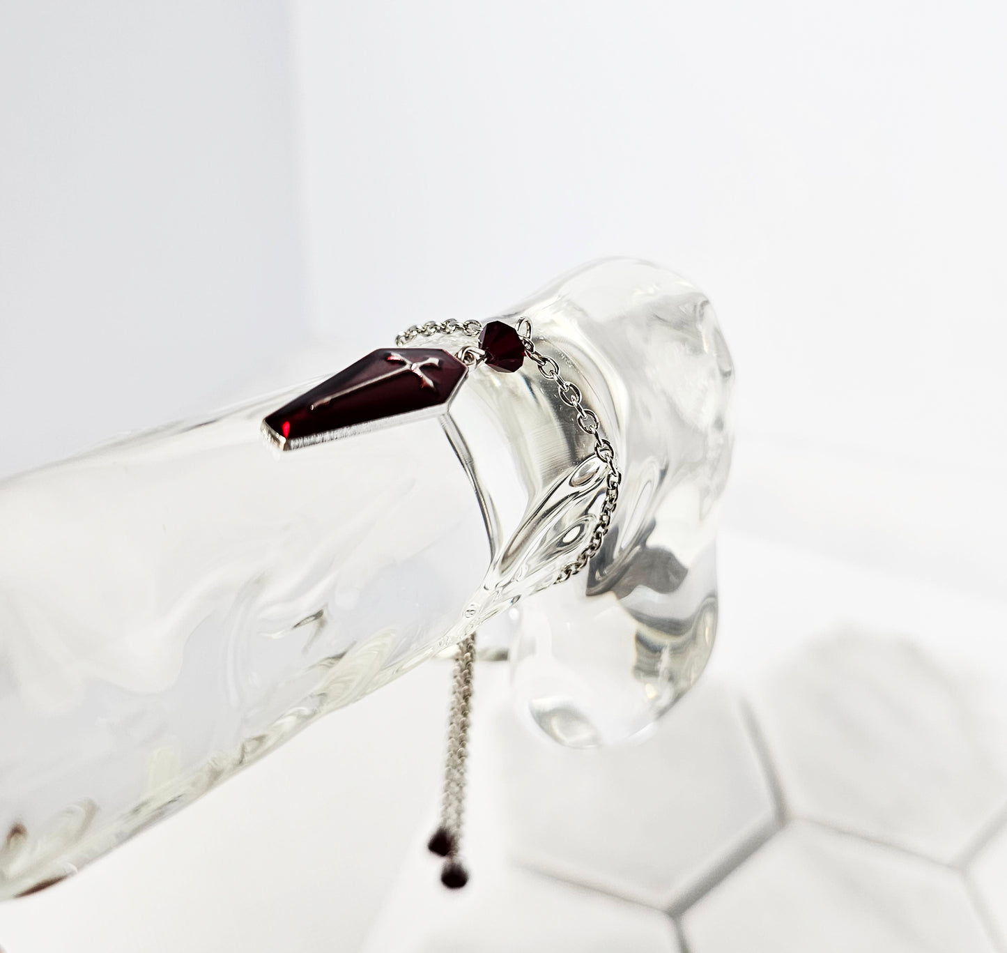 Penis Chain Noose for Halloween, Gothic. Red Crystal and Coffin Genital Bracelet. Non Piercing MATURE Body Jewelry For Men.