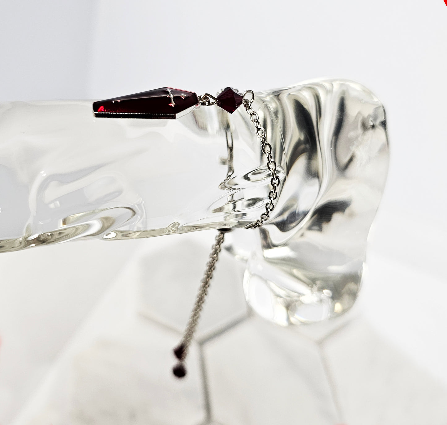 Penis Chain Noose for Halloween, Gothic. Red Crystal and Coffin Genital Bracelet. Non Piercing MATURE Body Jewelry For Men.