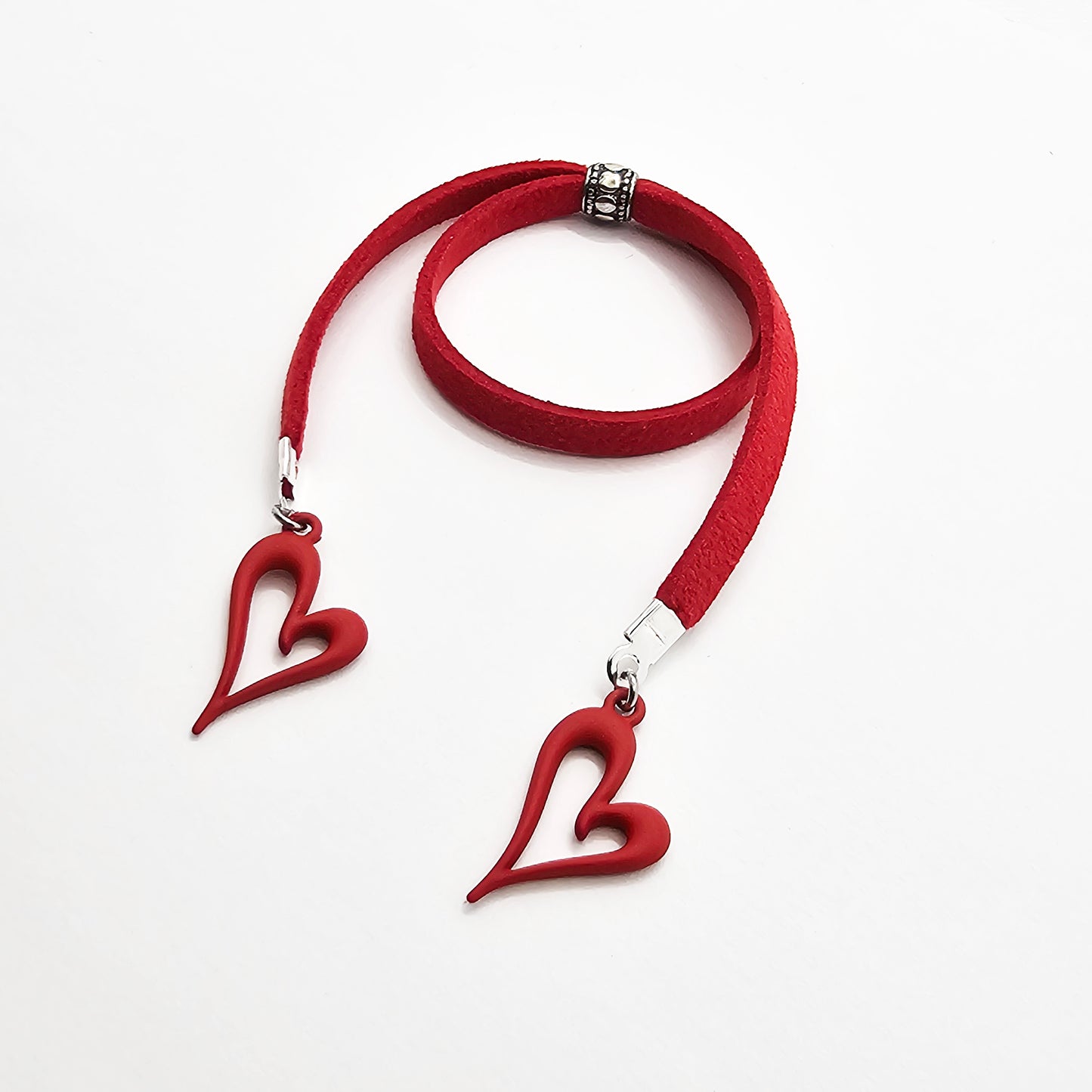 Naughty Penis Jewelry for Men's Valentine's Day Gift. Red Penis Noose with Hearts.