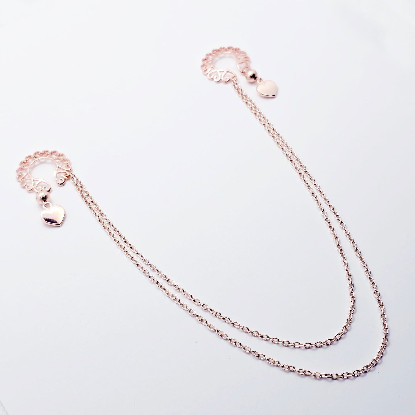 Rose Gold Nipple Shields, Chain Attached. Non-Piercing Nipple Jewelry.