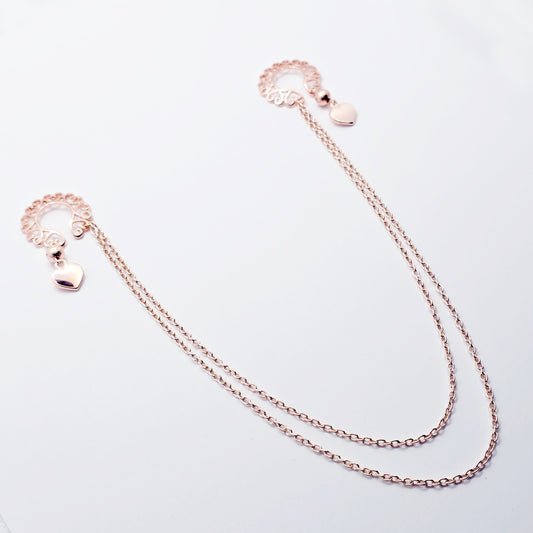 Rose Gold Nipple Shields, Chain Attached. Non-Piercing Nipple Jewelry.
