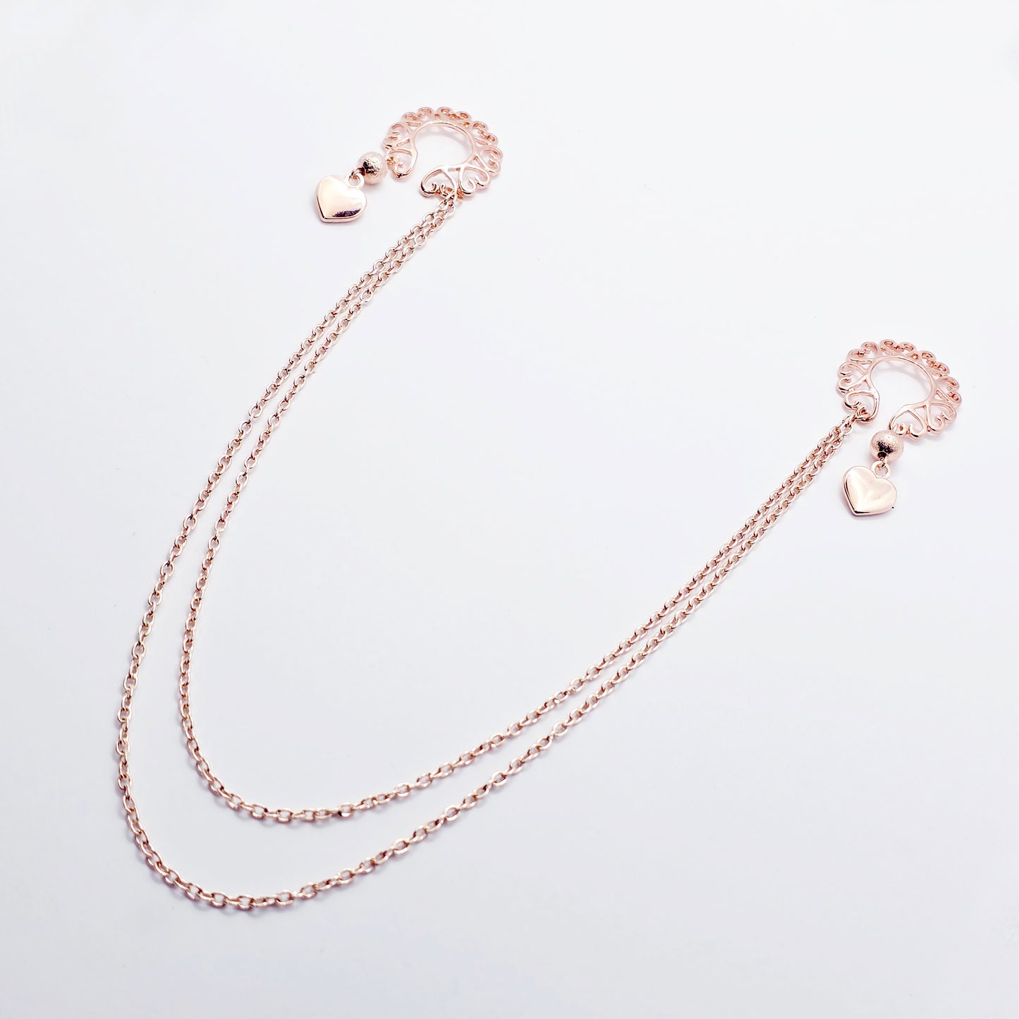 Rose Gold Nipple Shields, Chain Attached. Non-Piercing Nipple Jewelry.