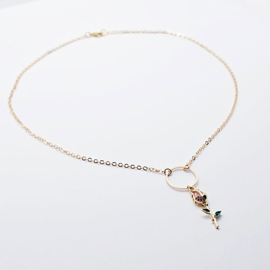 Gold Day Collar for BDSM Submissive, 18K Gold and CZ Tulip Circle of O Discreet Day Collar for Sub