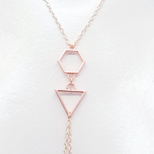 Necklace to Nipple, Rose Gold Geometric, with Nipple Chains. Non-Piercing or Use with pierced or Nipple Clamps