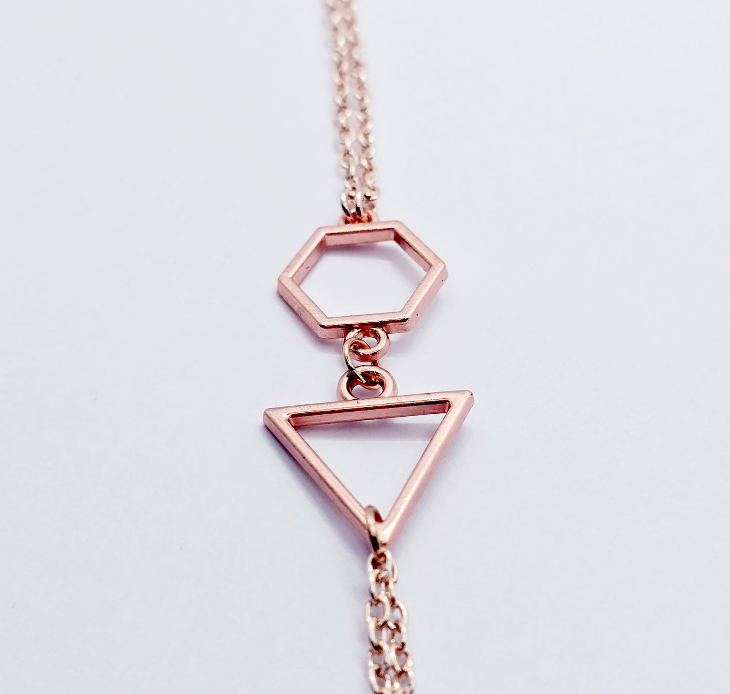 Necklace to Nipple, Rose Gold Geometric, with Nipple Chains. Non-Piercing or Use with pierced or Nipple Clamps