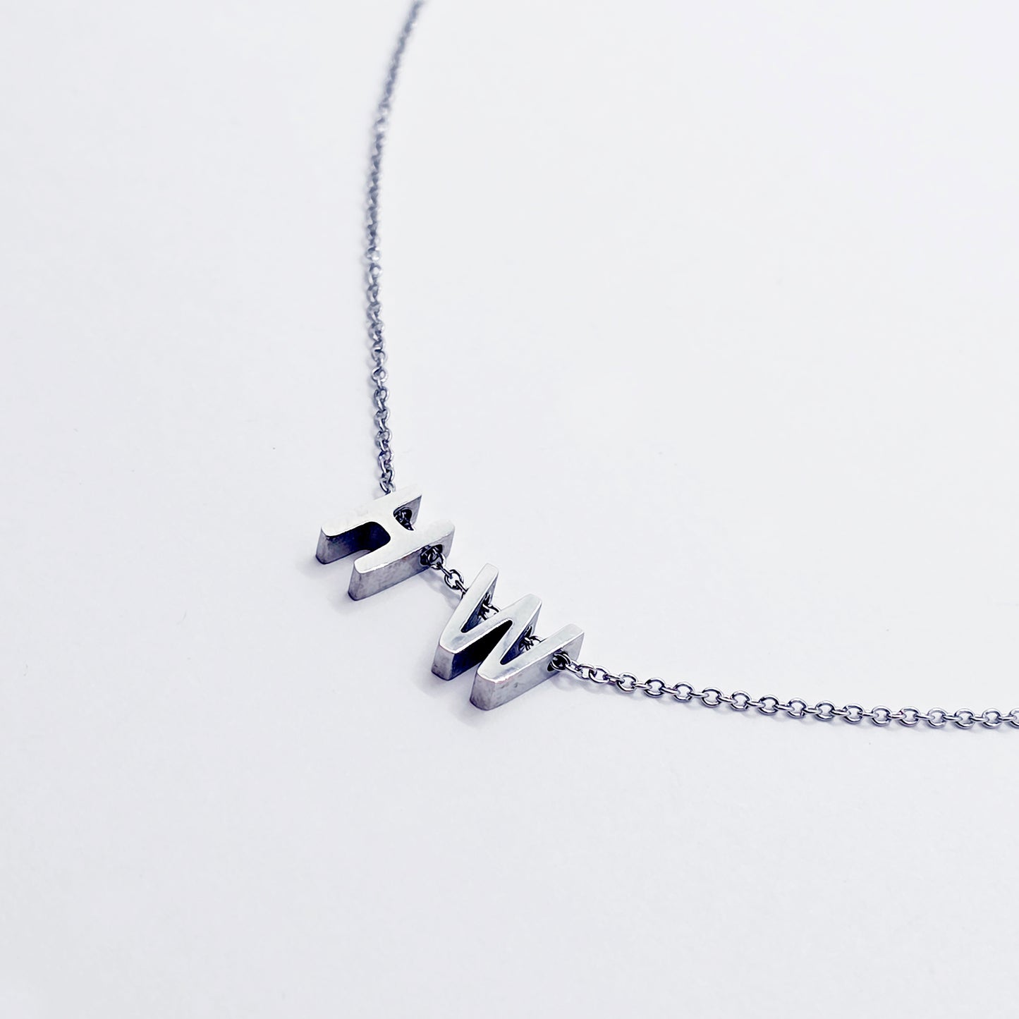 Hotwife Necklace, Dainty and Discreet Stainless Steel H & W Choker. Swingers Jewelry.