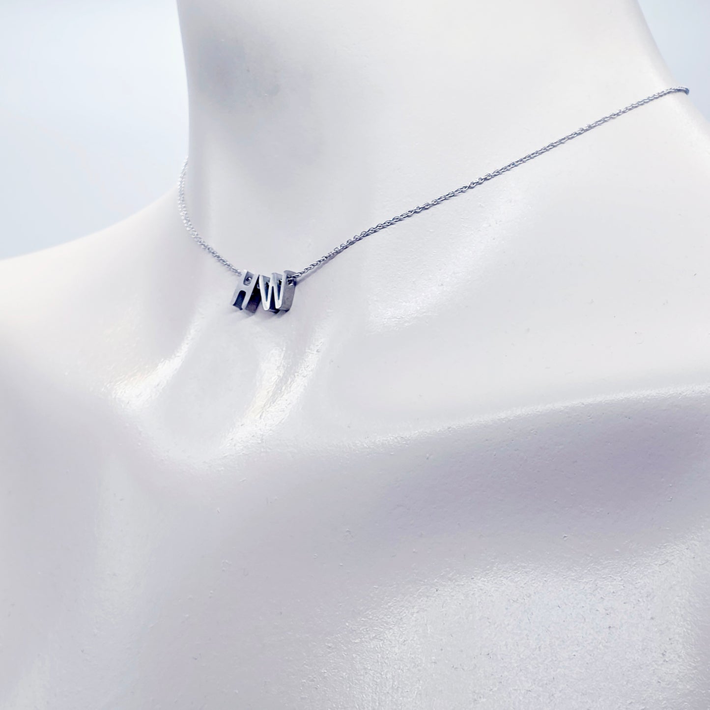 Hotwife Necklace, Dainty and Discreet Stainless Steel H & W Choker. Swingers Jewelry.