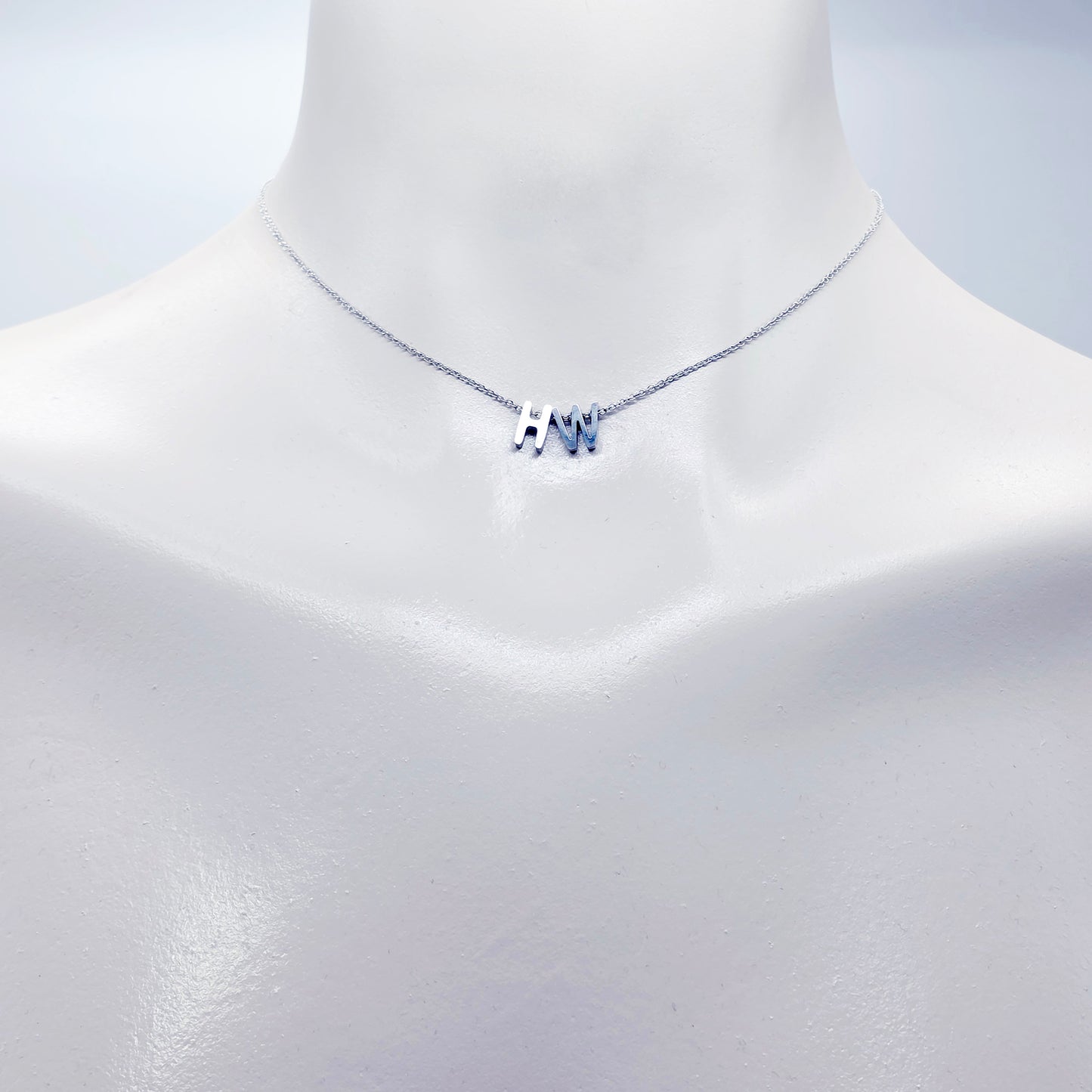 Hotwife Necklace, Dainty and Discreet Stainless Steel H & W Choker. Swingers Jewelry.