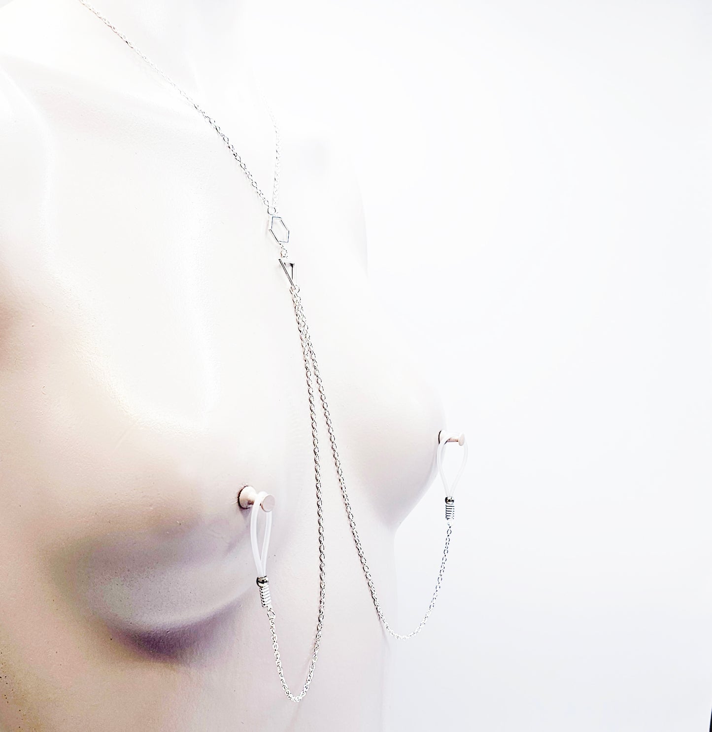 Sexy Geometric Necklace to Nipple Non-Piercing or Use with Pierced or Nipple Clamps