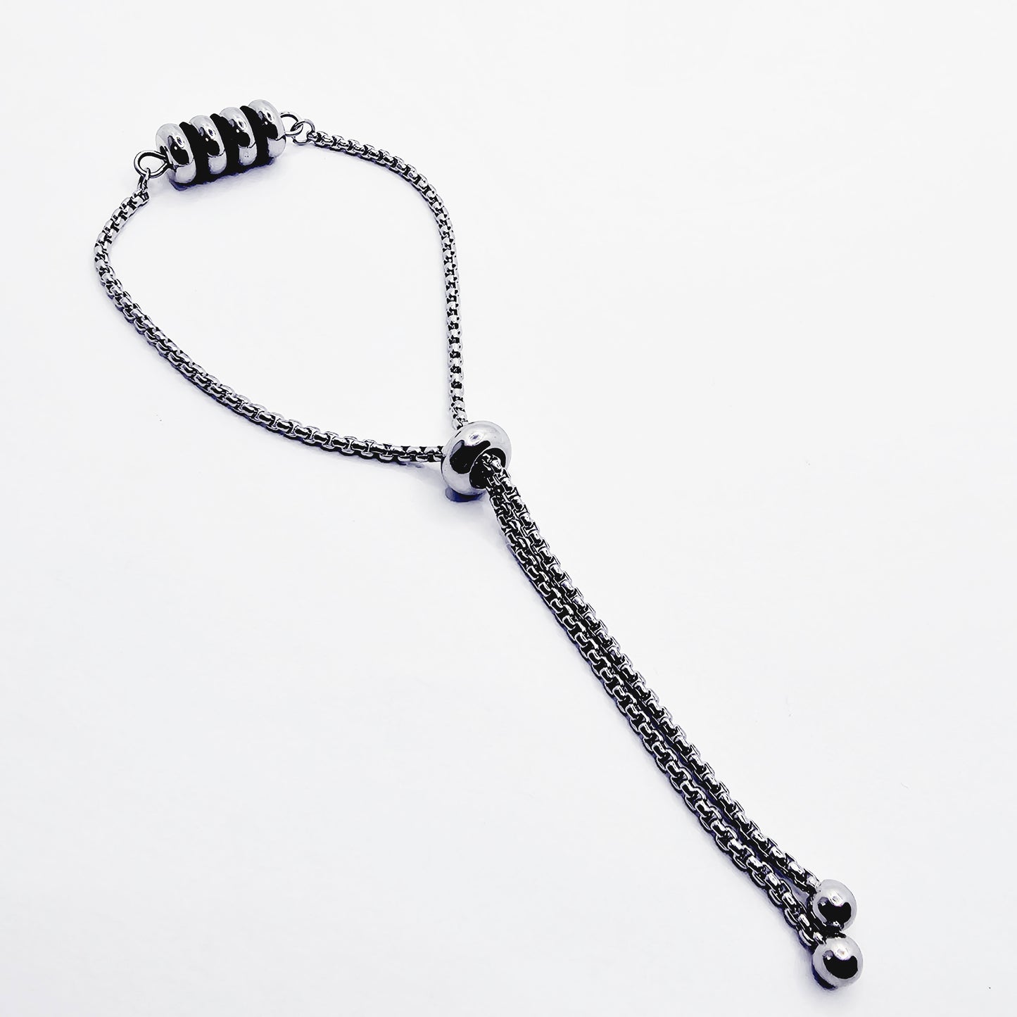 Penis Chain Noose Bracelet with Ribbed Rolling Barrel. Non-Piercing Genital Jewelry for Men