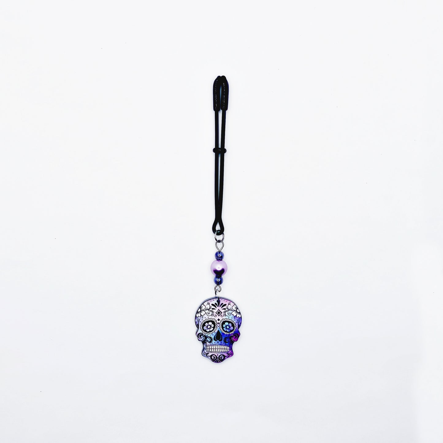 Clit Clamp with Sugar Skull. Tweezer Clitoral Clamp with Prety Beads and Skull.