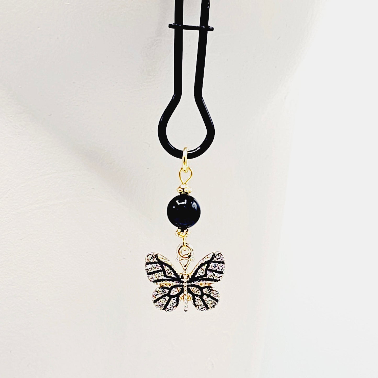 Black straight Tweezer Nipple Clamps with Butterflies
