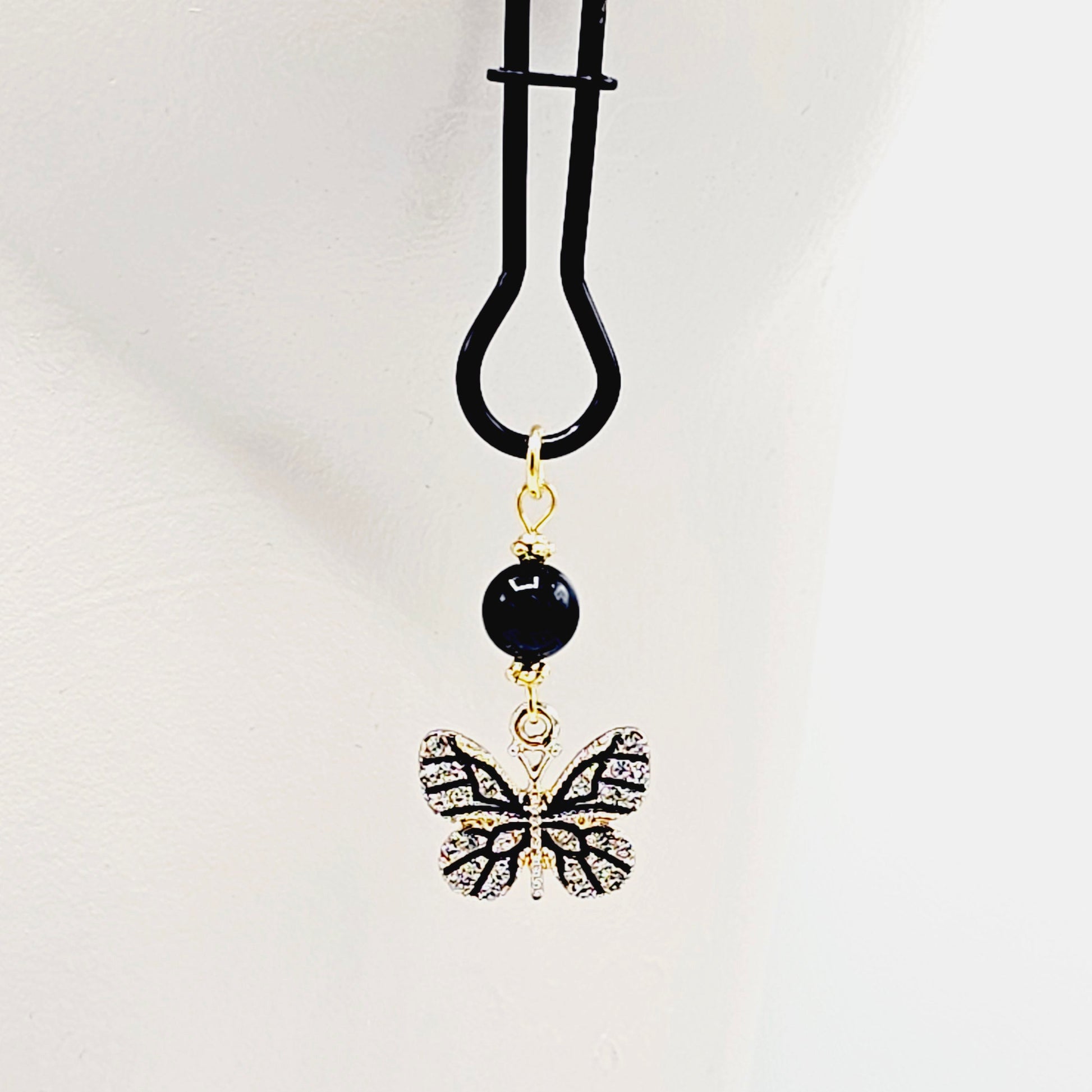 Black straight Tweezer Nipple Clamps with Butterflies