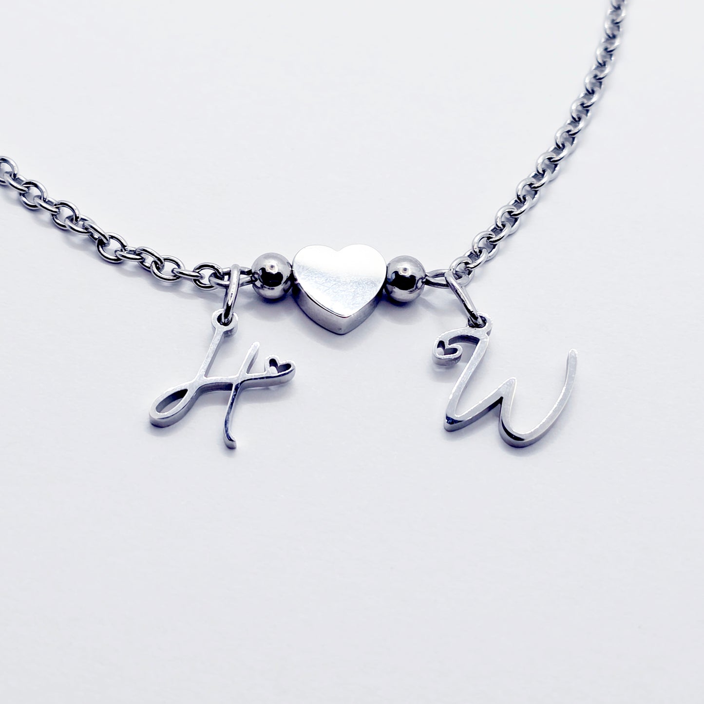 Hotwife Anklet, Stainless Steel with Heart and HW Pendants for Discreet Wear. Ankle Bracelet for Hotwife